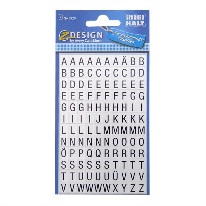 Zweckform naljepnice 'Abeceda', plastika, crna