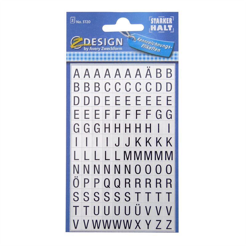 Zweckform naljepnice 'Abeceda', plastika, crna