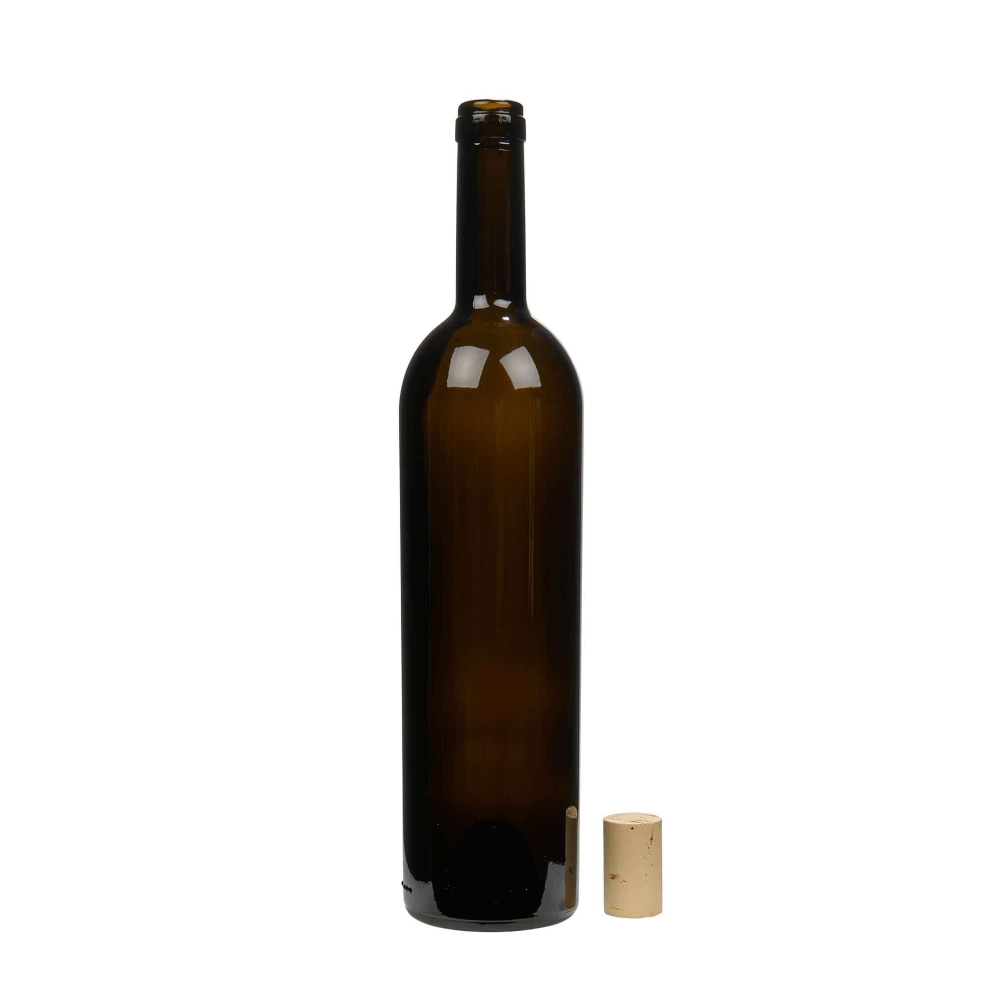 Boca za vino 750 ml 'Liberty', antikno zelena, otvor: pluteni čep