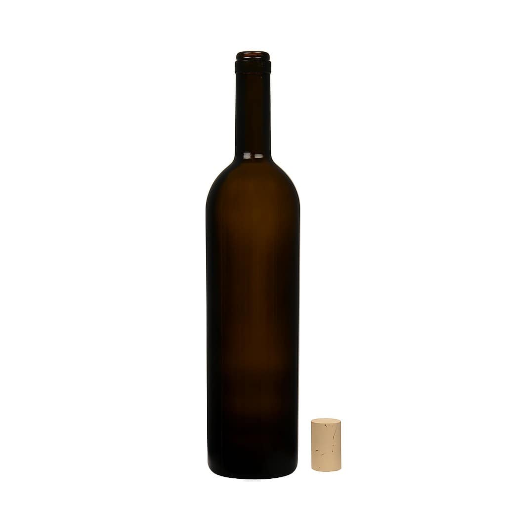 750 ml vinska boca 'Liberty', antikno zelena, grlo: pluta