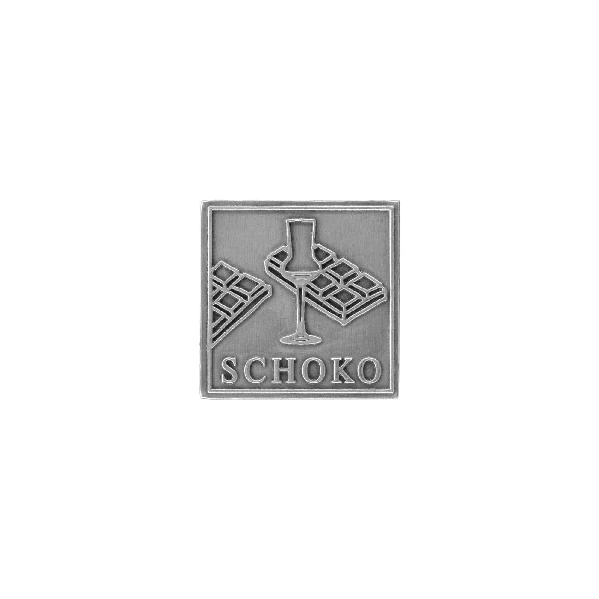 Kositrena naljepnica 'Čokolada', kvadratna, metal, srebro Kositrena naljepnica 'Čokolada', kvadratna, metal, srebro