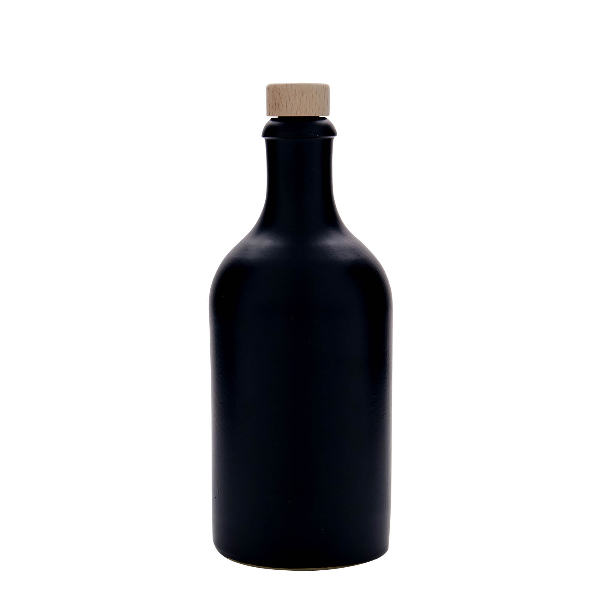 500 ml glineni vrč, kamenina, crni, otvor: pluta