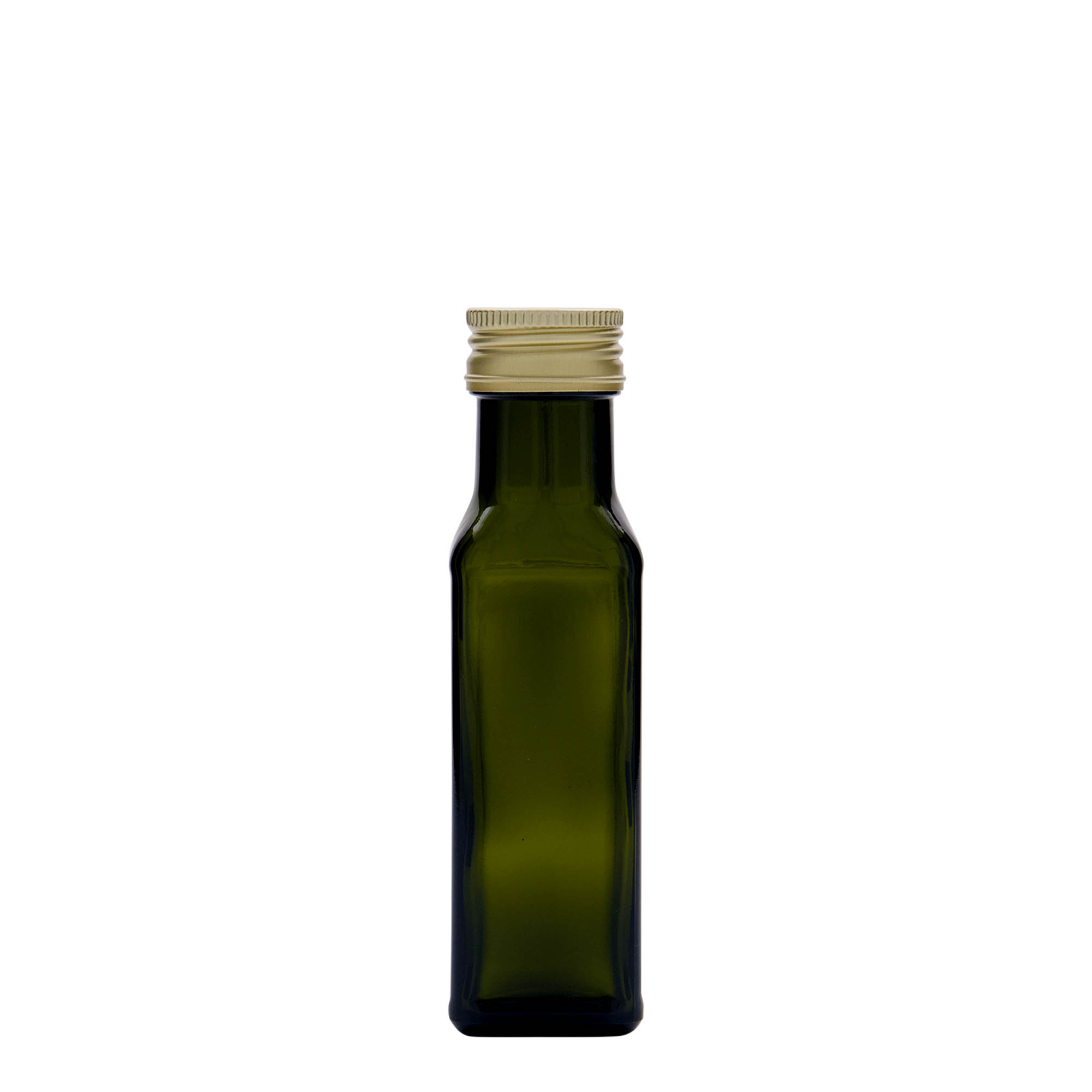 100 ml staklena boca 'Marasca', četvrtasta, antikno zelena, grlo: PP 31,5 100 ml staklena boca 'Marasca', četvrtasta, antikno zelena, grlo: PP 31,5