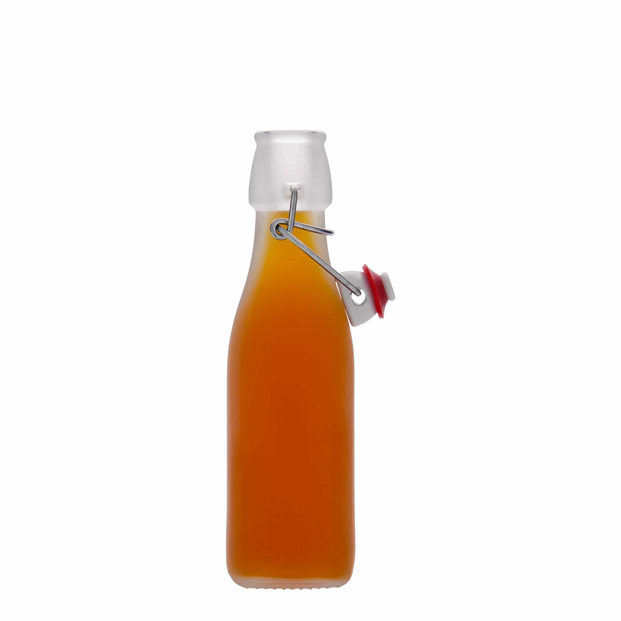 250 ml staklena boca 'Swing, kvadratna, bijela, grlo: zatvarač s kopčom'