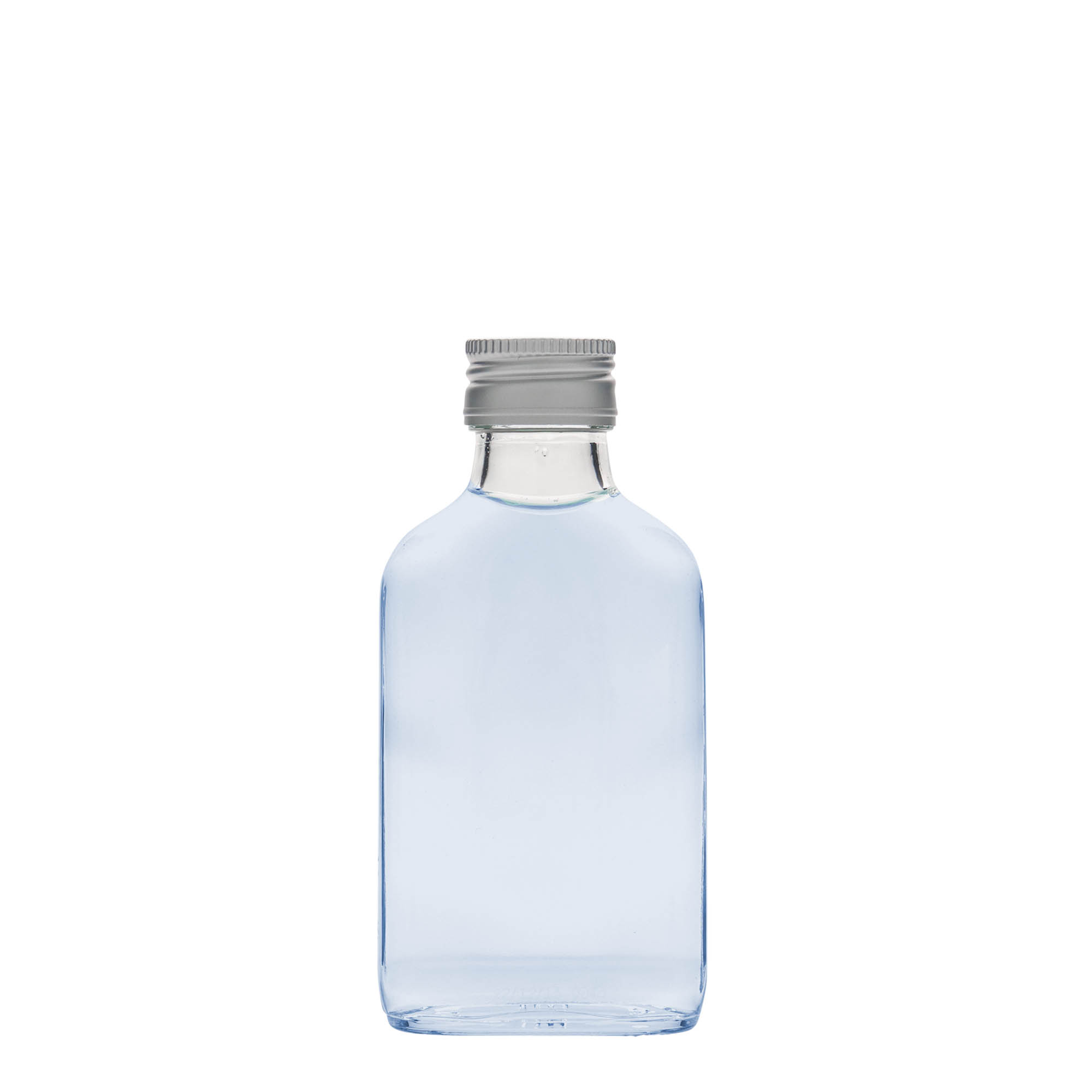 100 ml džepna bočica, pravokutna, staklo, grlo: PP 28 100 ml džepna bočica, pravokutna, staklo, grlo: PP 28