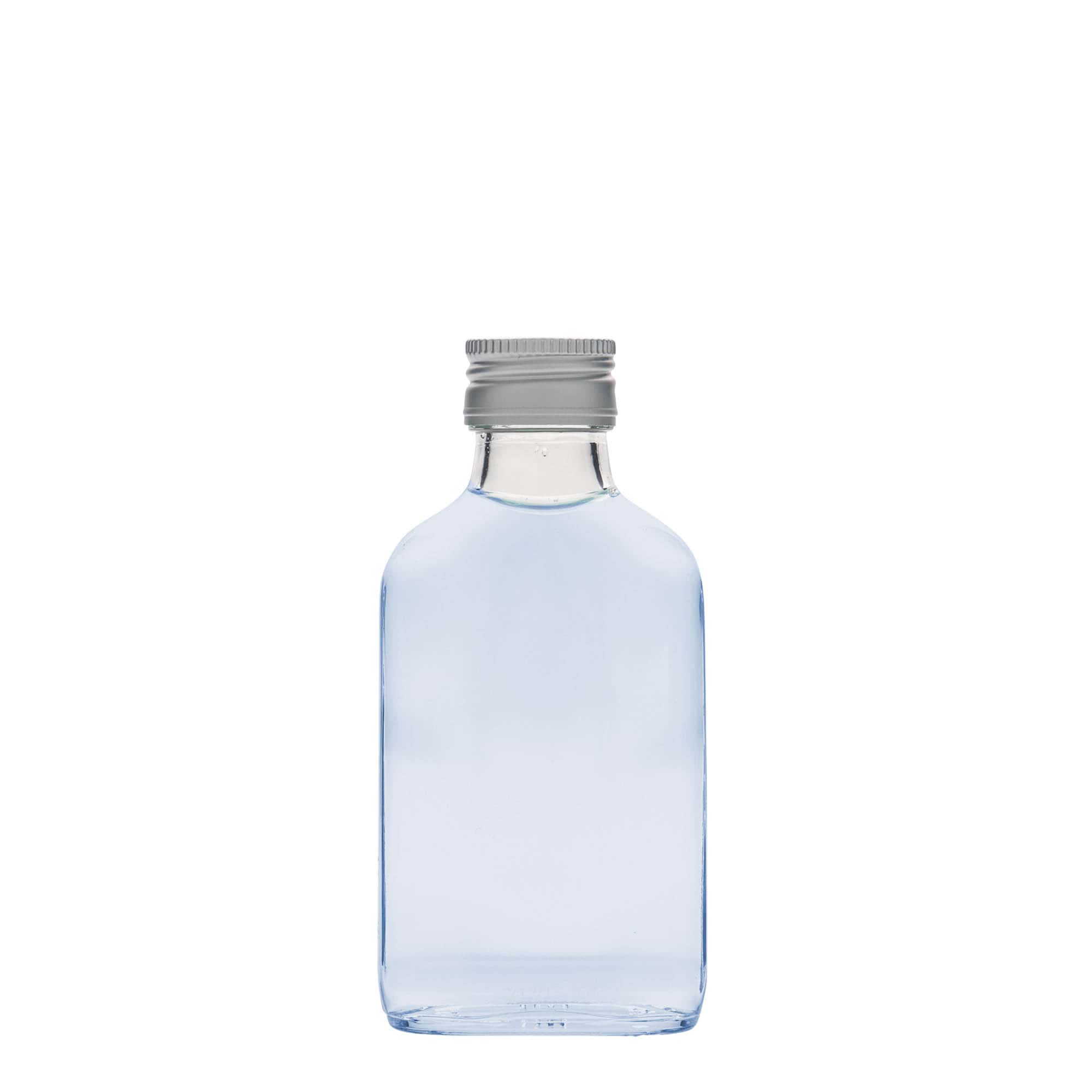 100 ml džepna bočica, pravokutna, staklo, grlo: PP 28