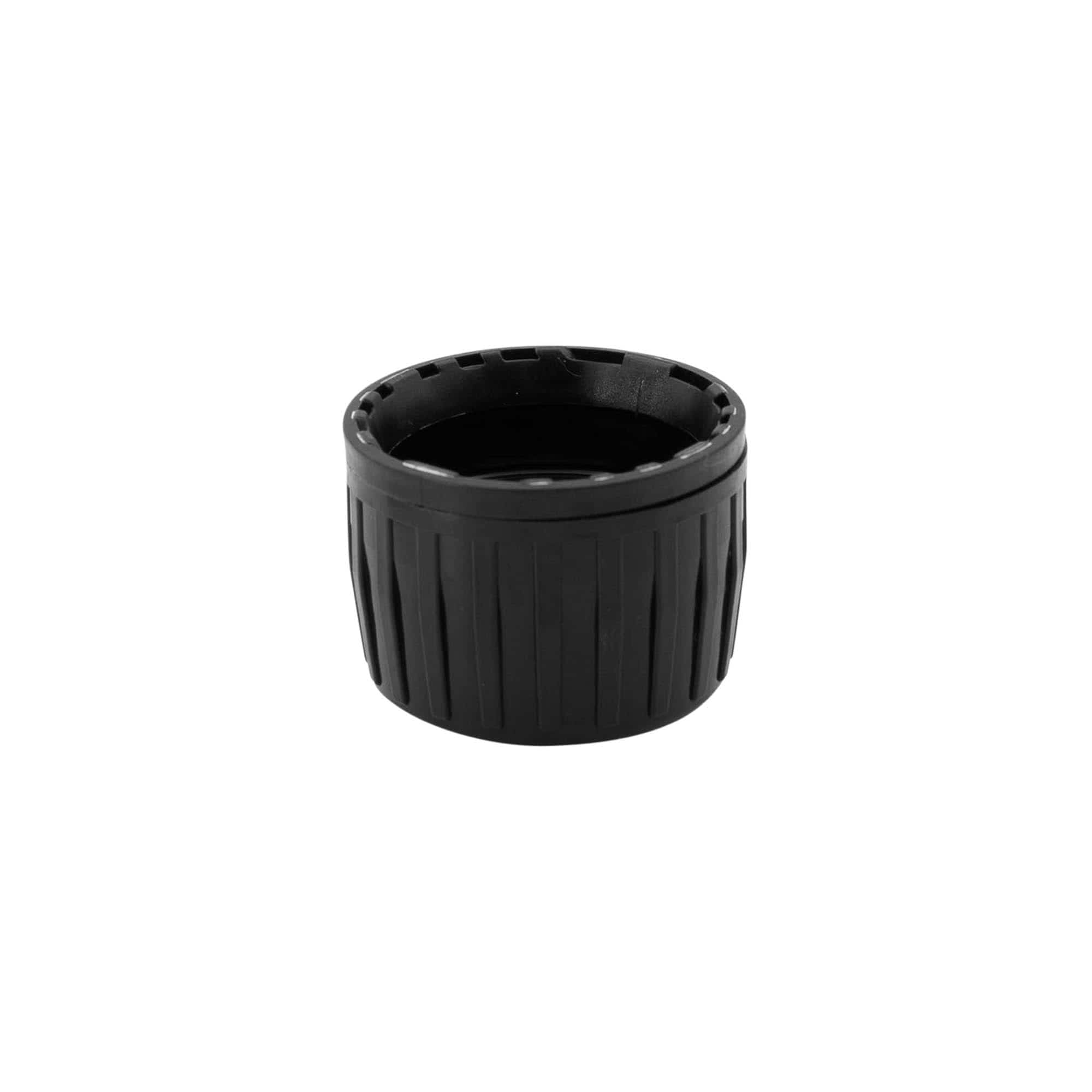 Navojni poklopac originalnosti, PP plastika, crni, za grlo: PP 28