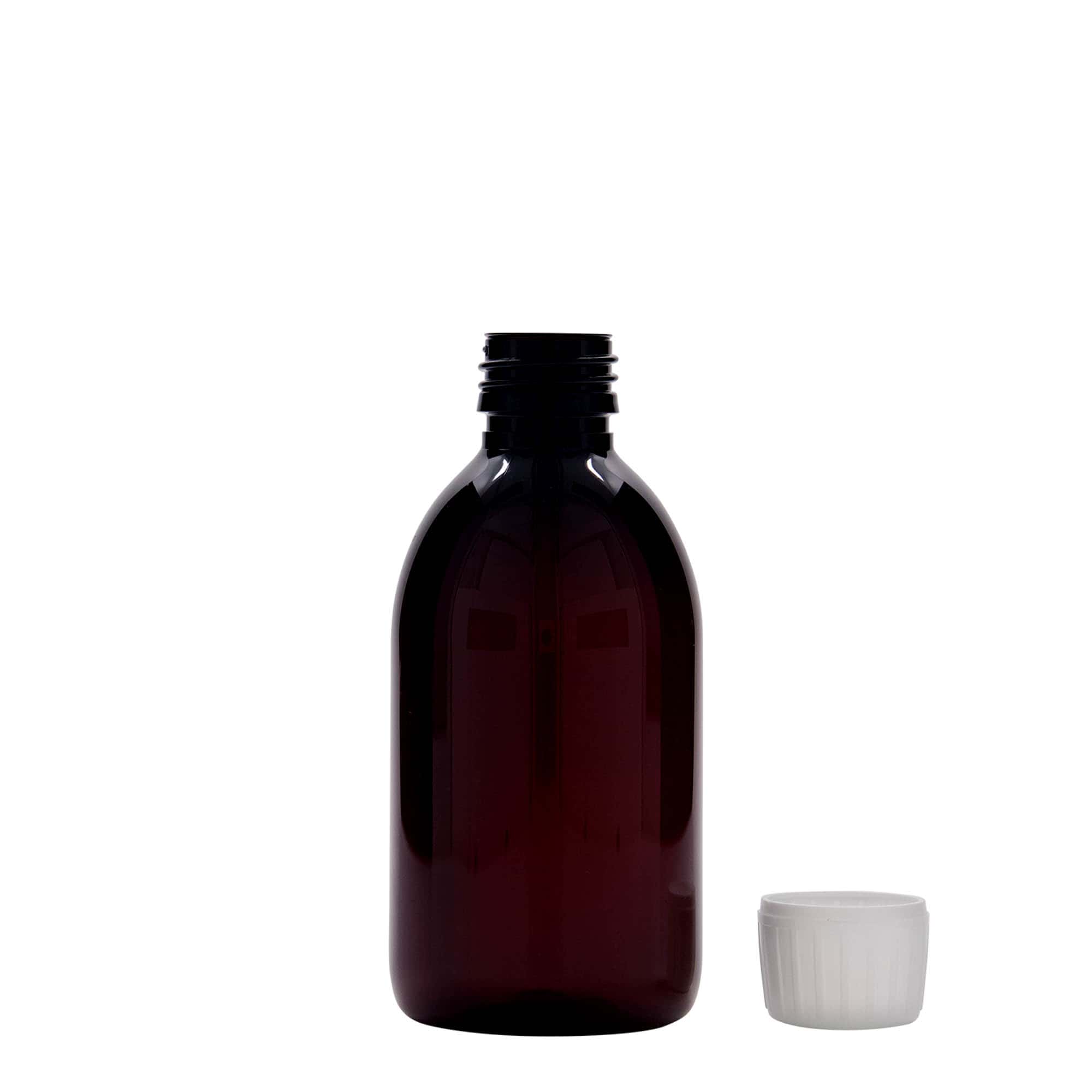 250 ml PET medicinska boca, smeđa, plastika, grlo: PP 28
