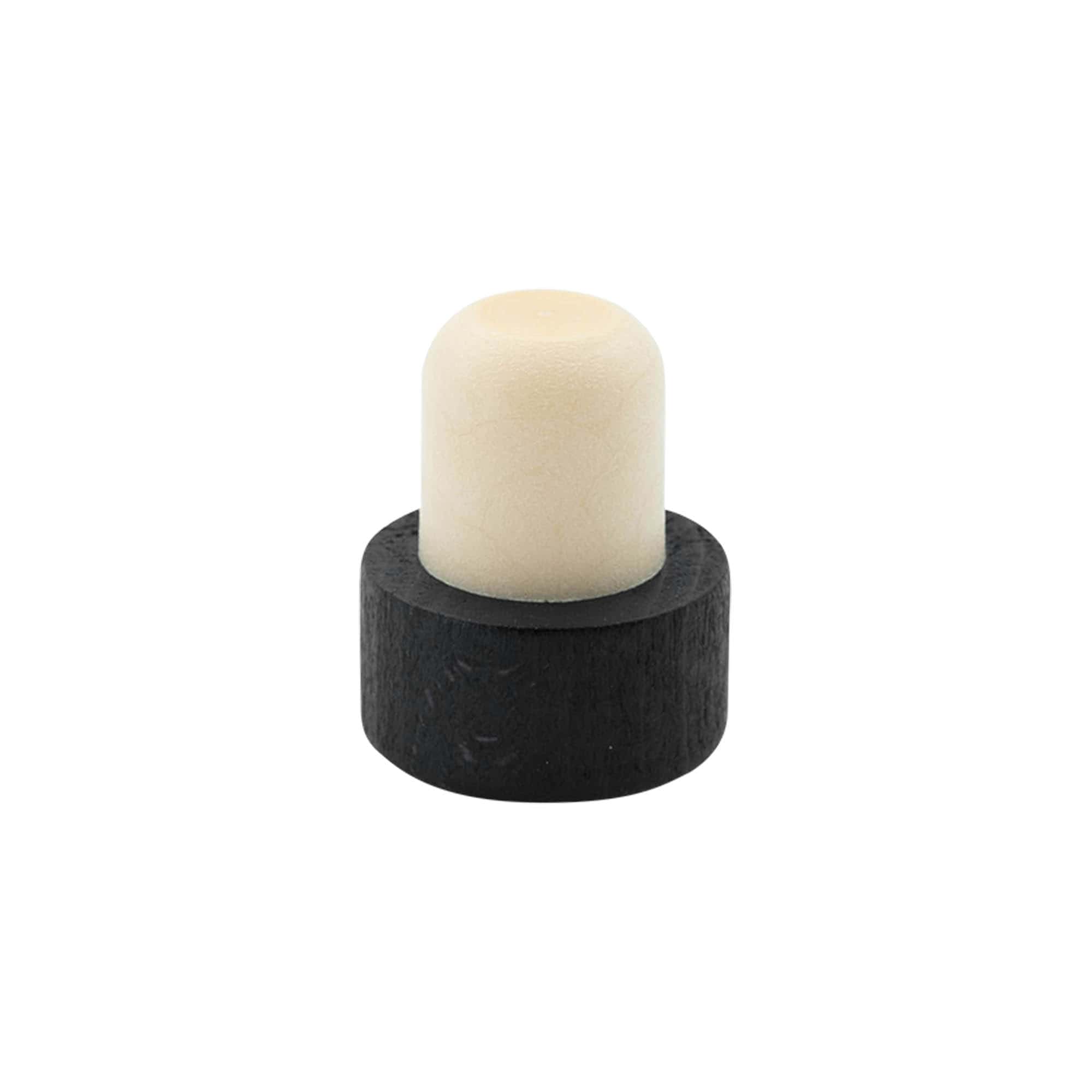 Čep s ručkom 19 mm, drvo/plastika, crni, za otvor: čep