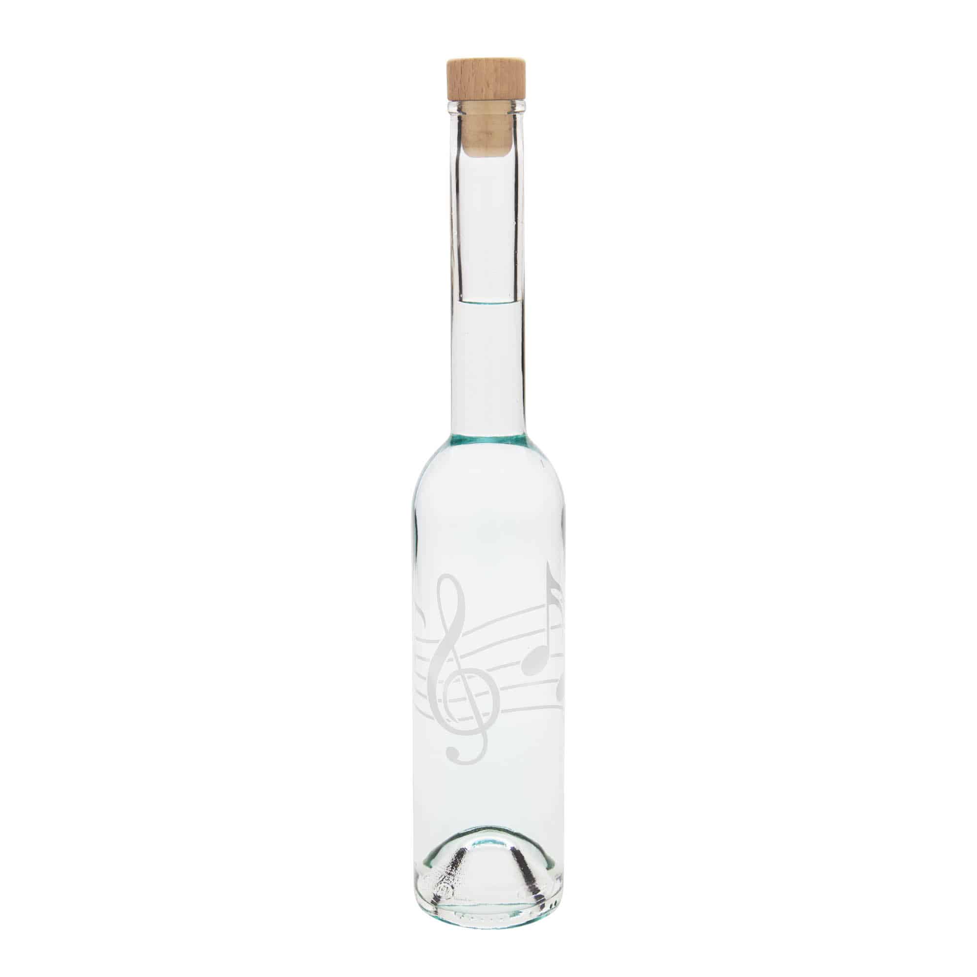 Staklena boca 350 ml 'Opera', motiv: glazbene note, otvor: pluteni čep
