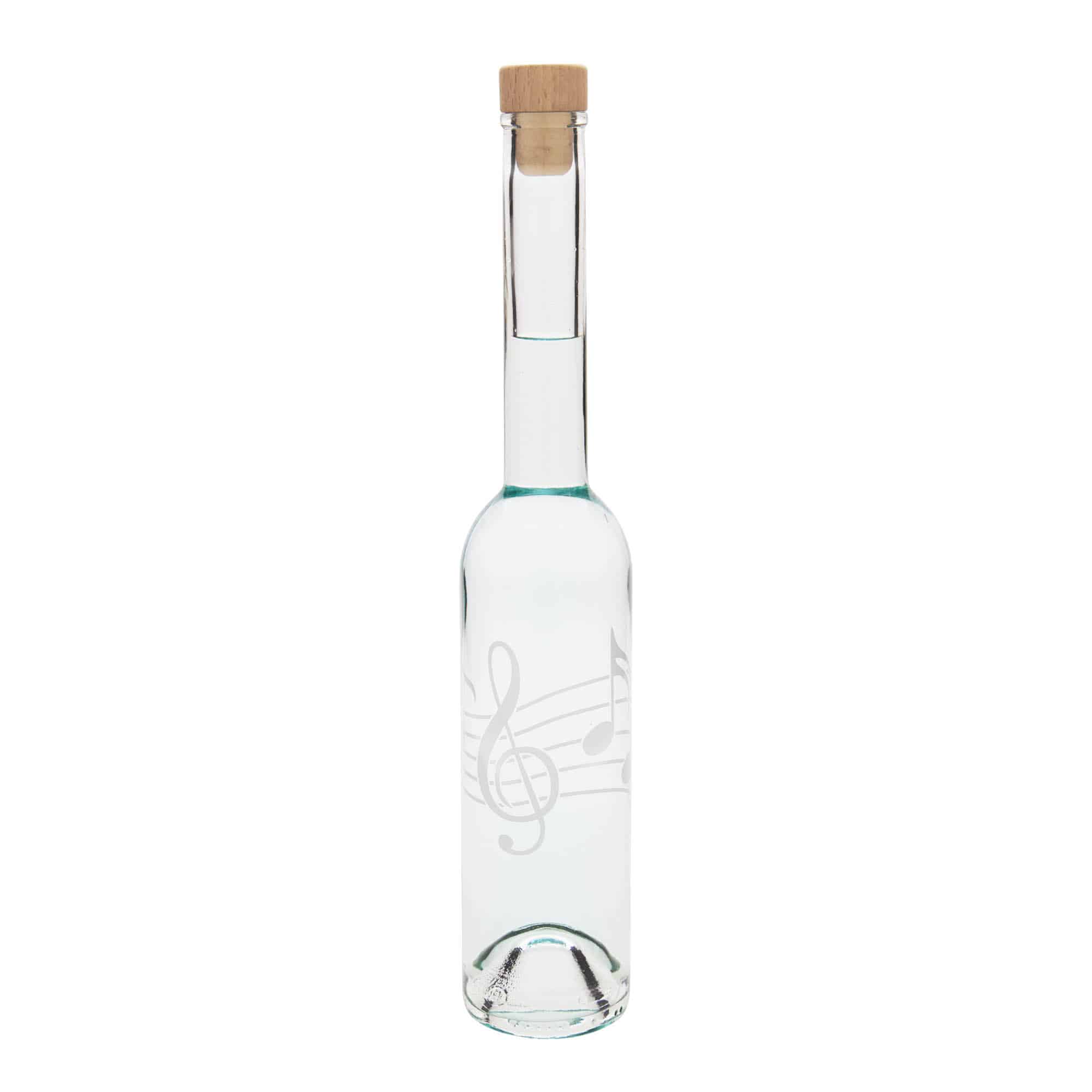 350 ml staklena boca 'Opera', motiv: glazbene note, grlo: plutani čep