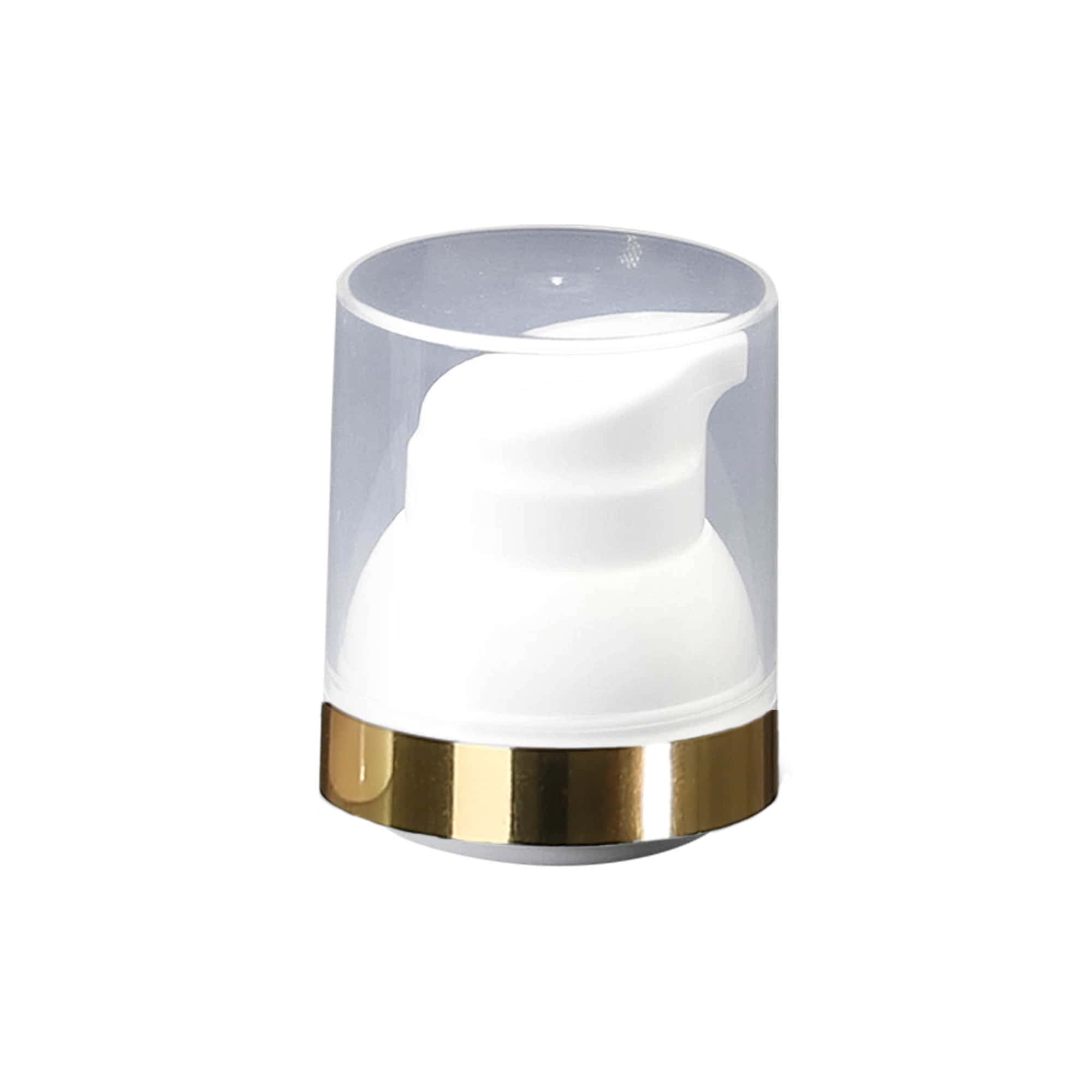 Airless dozator pumpa „Mezzo“, tip D, PP plastika, bijela s zlatnim rubom i prozirnim poklopcem
