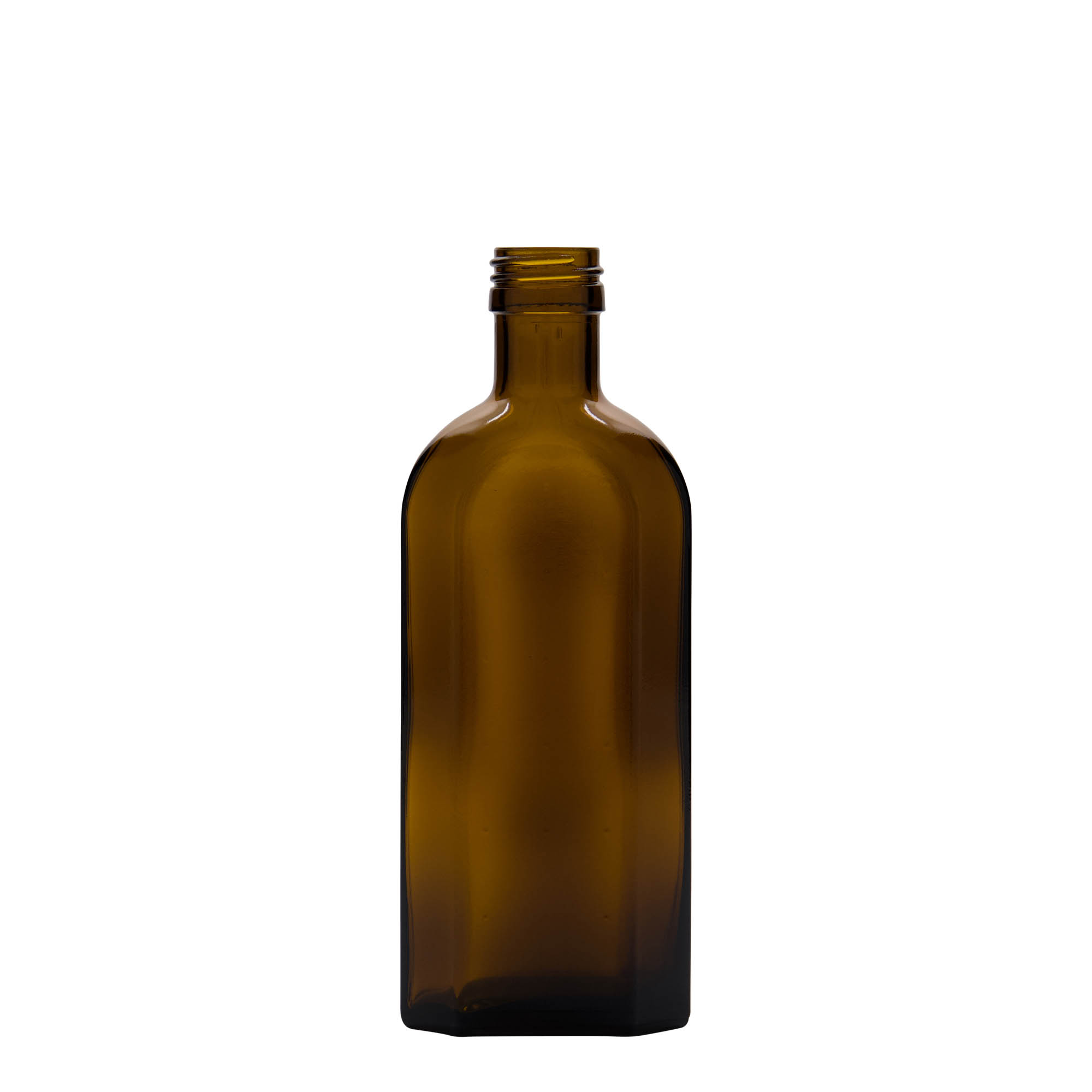 250 ml medicinska boca Meplat, ovalna, staklena, smeđa, grlo: PP 28