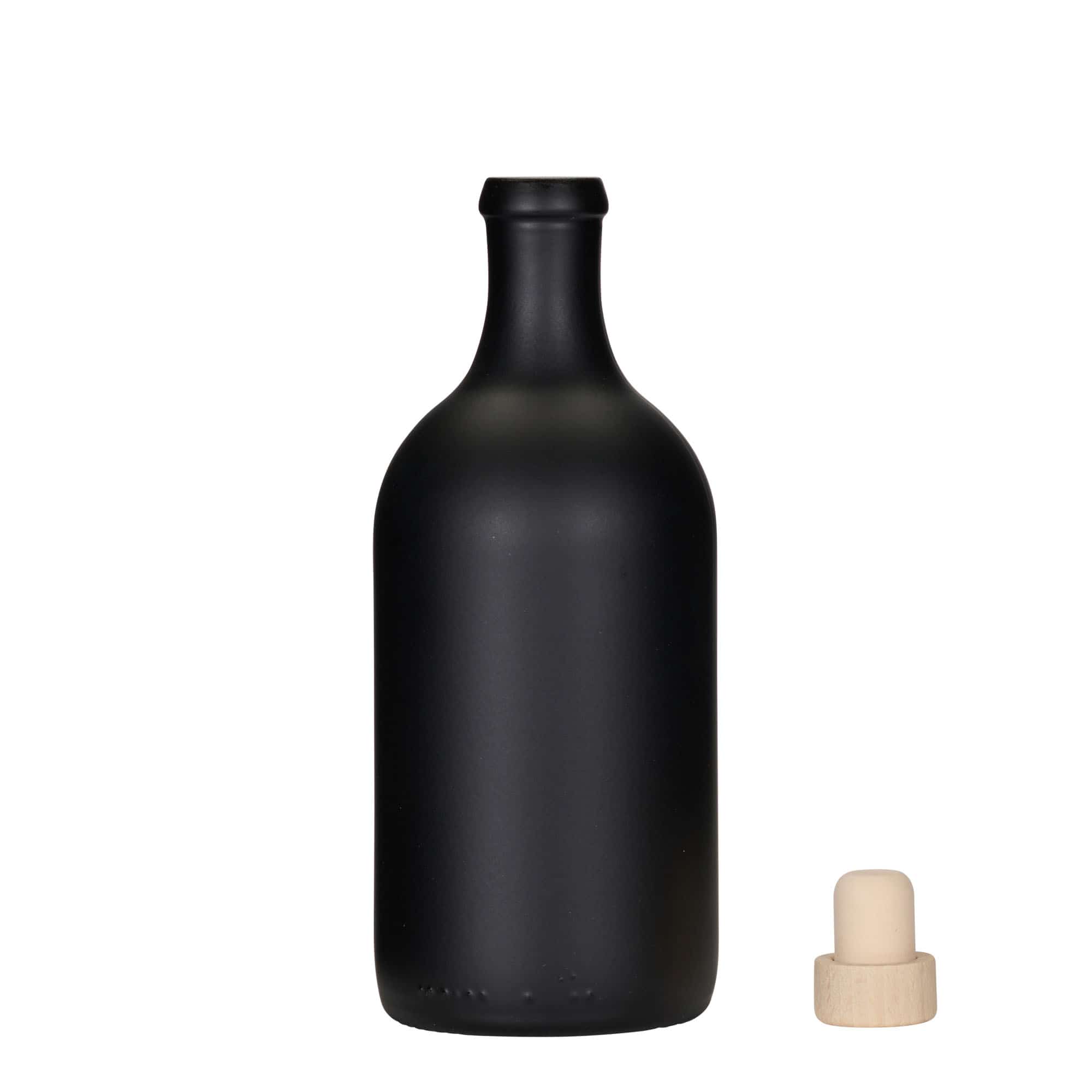 500 ml staklena boca 'Ginevra Leggera', crna, grlo: pluta