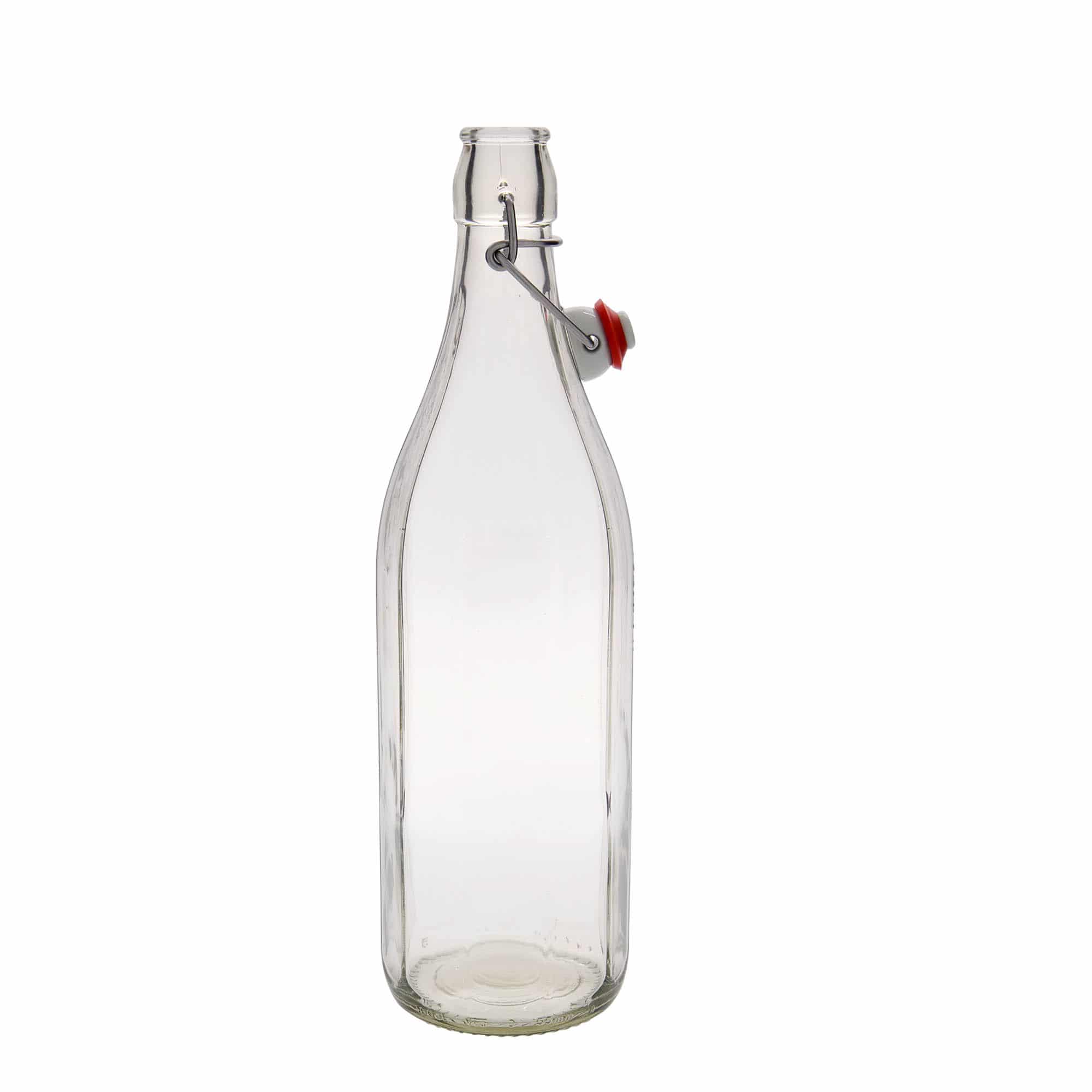 1.000 ml staklena boca 'Bravo' #, desetostrana, grlo: zatvarač s kopčom