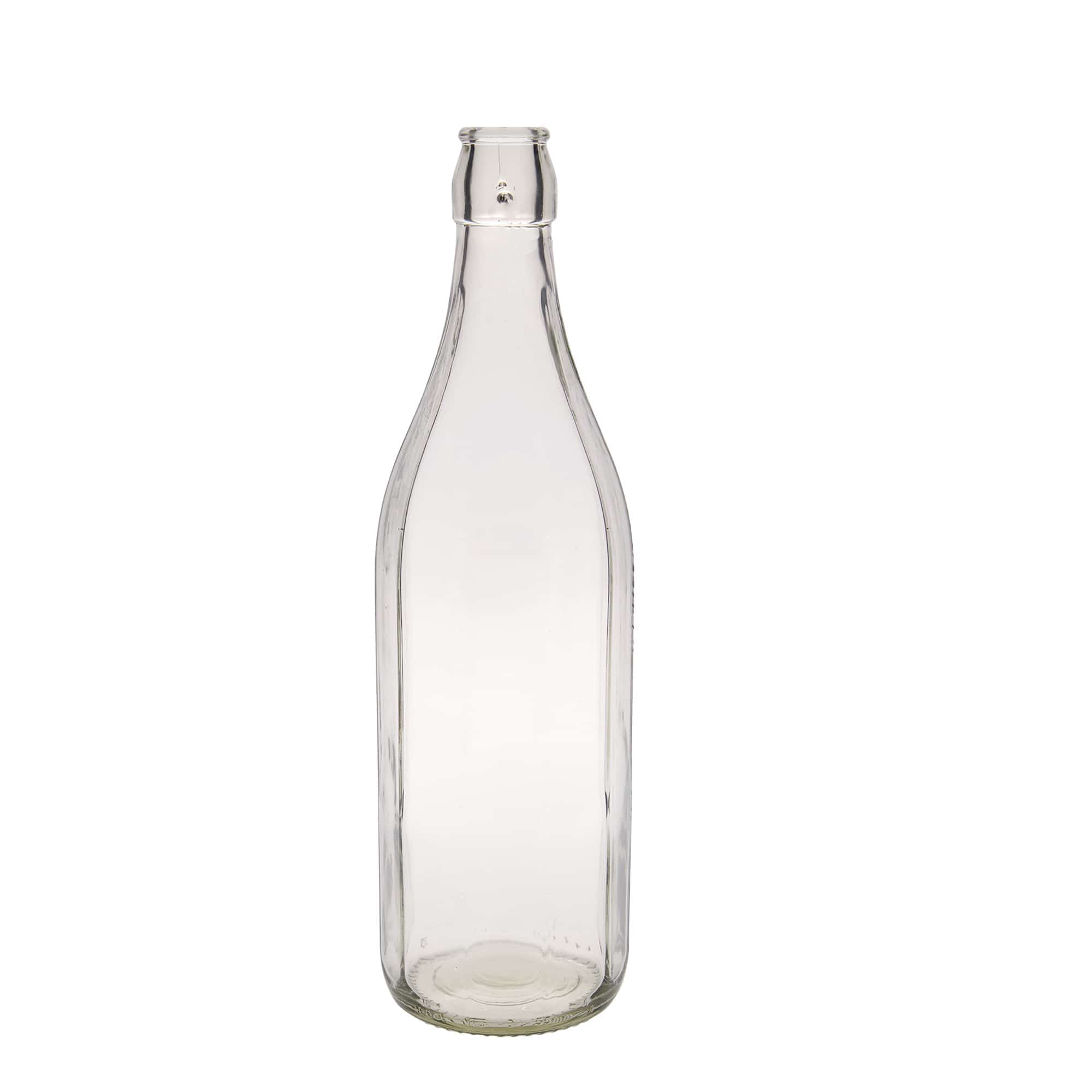 1.000 ml staklena boca 'Bravo', desetostrana, grlo: zatvarač s kopčom