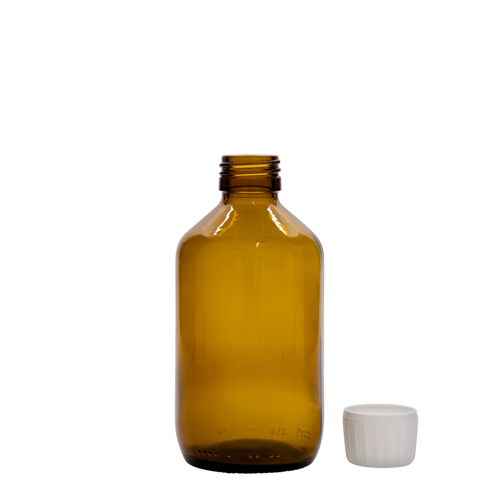 250 ml medicinska bočica, smeđa, staklo, grlo: PP 28