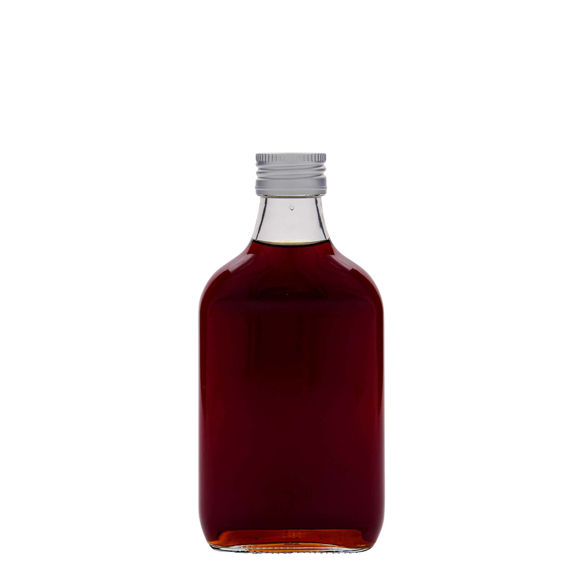 200 ml džepna bočica, pravokutna, staklo, grlo: PP 28