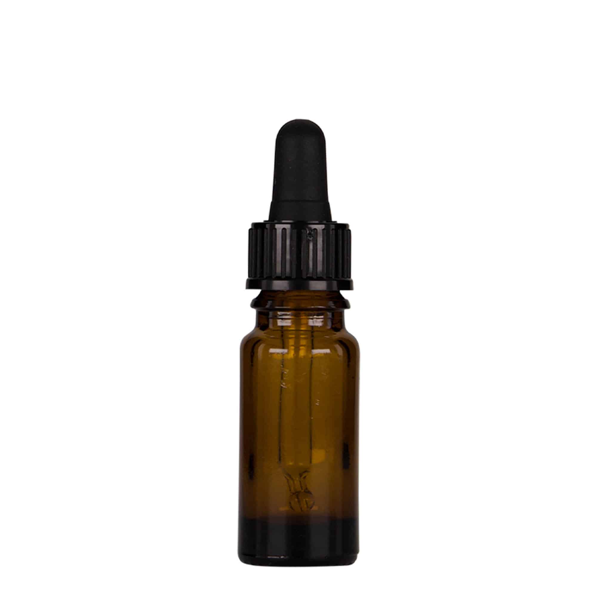 Farmaceutska bočica s pipetom 10 ml, staklo, smeđe-crna, otvor: DIN 18 Farmaceutska bočica s pipetom 10 ml, staklo, smeđe-crna, otvor: DIN 18