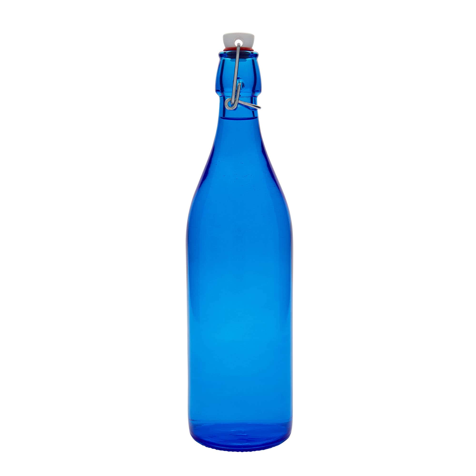 1.000 ml staklena boca 'Giara', plava, grlo: zatvarač s kopčom