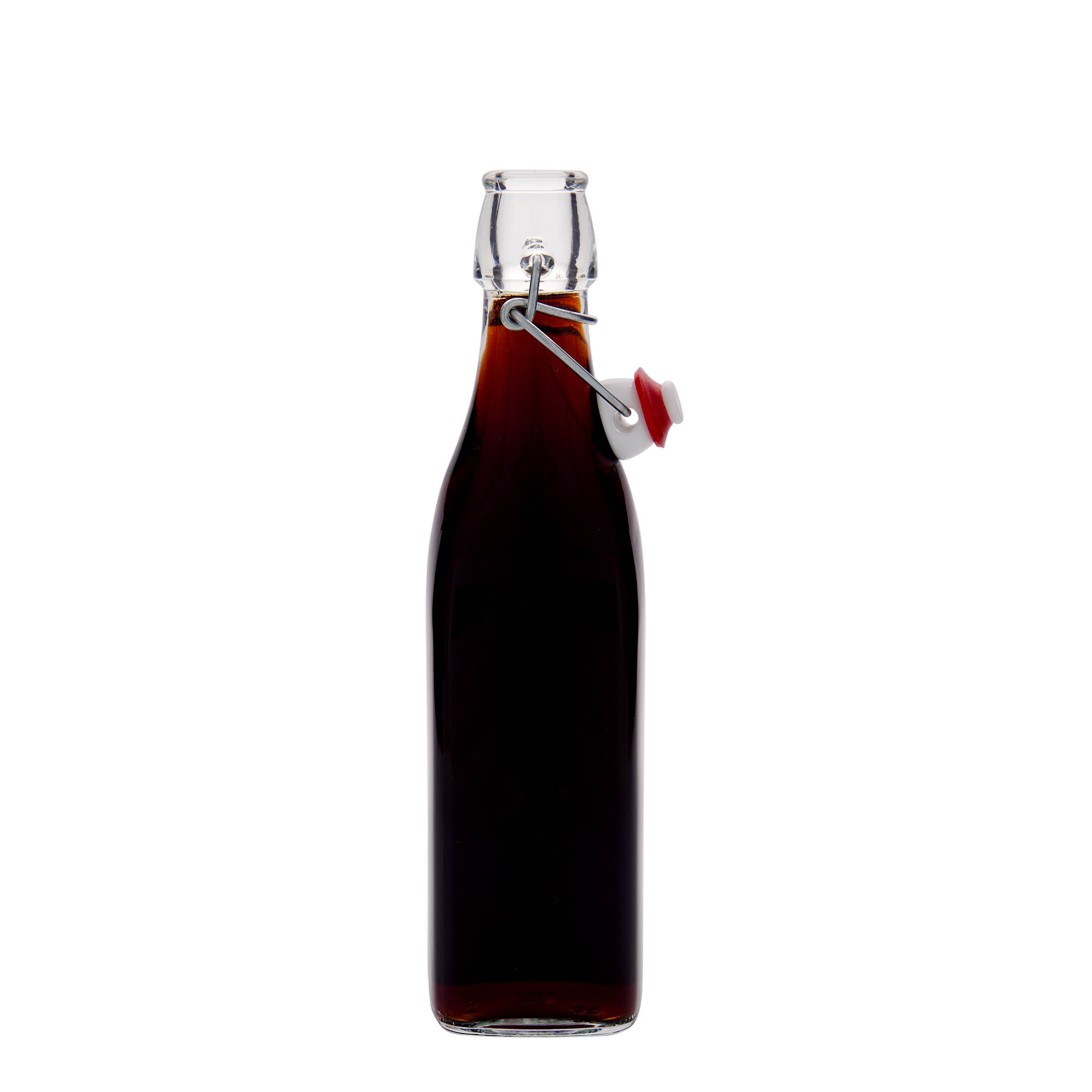 500 ml staklena boca 'Swing, kvadratna, grlo: zatvarač s kopčom'
