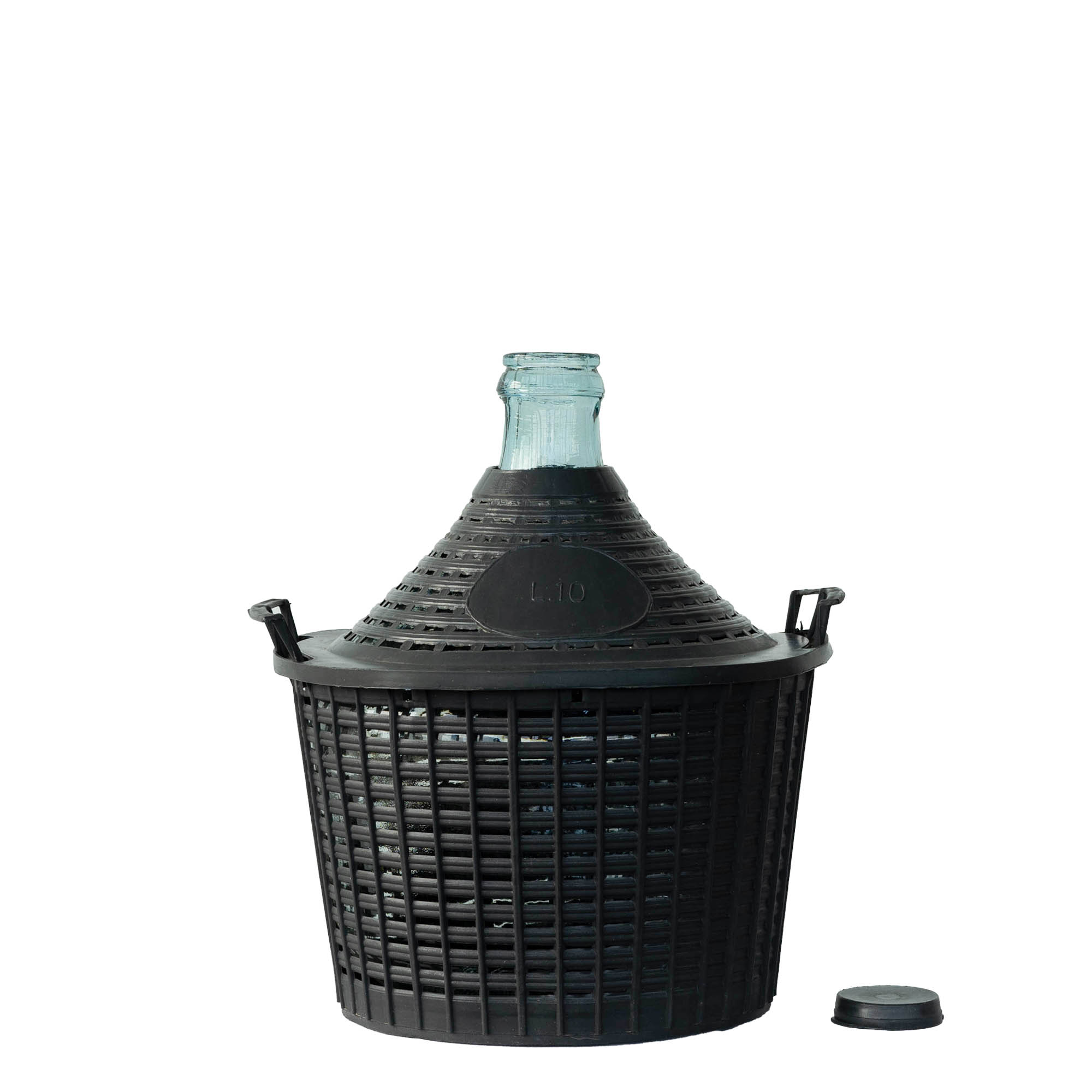 10 l balonska boca uskog grla, staklo, otvor: poklopac na navlaku