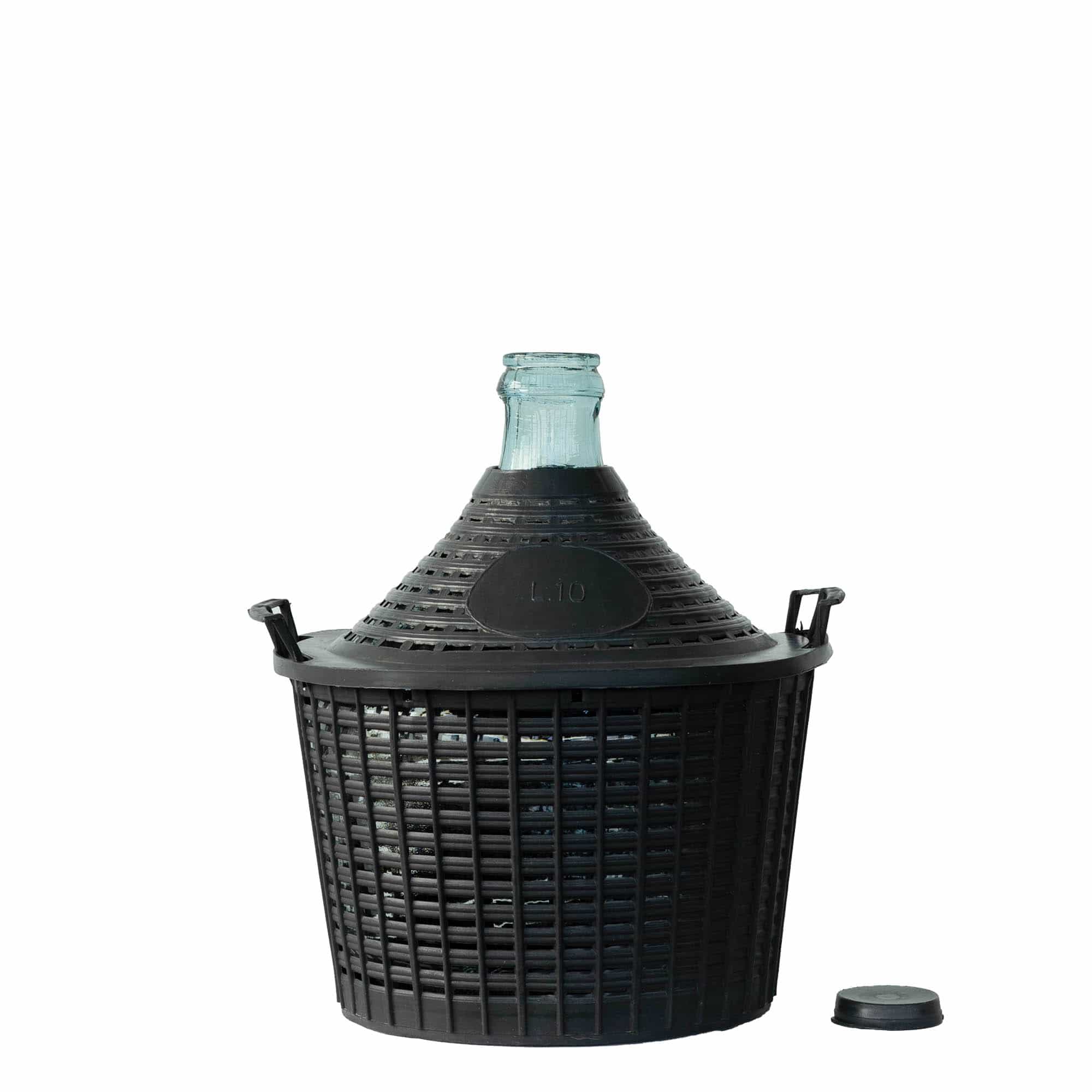 10 l balonska boca uskog grla, staklo, otvor: poklopac na navlaku