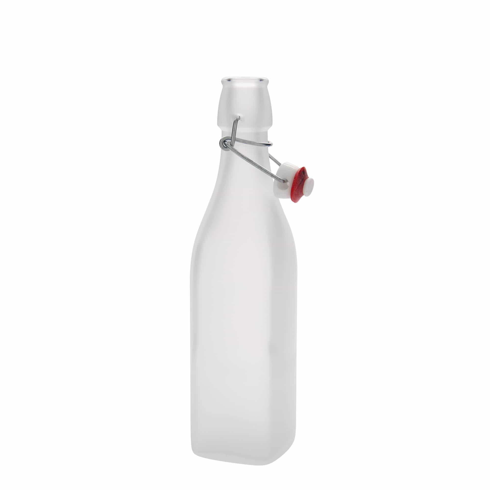 500 ml staklena boca 'Swing, četvrtasta, bijela, grlo: zatvarač s kopčom