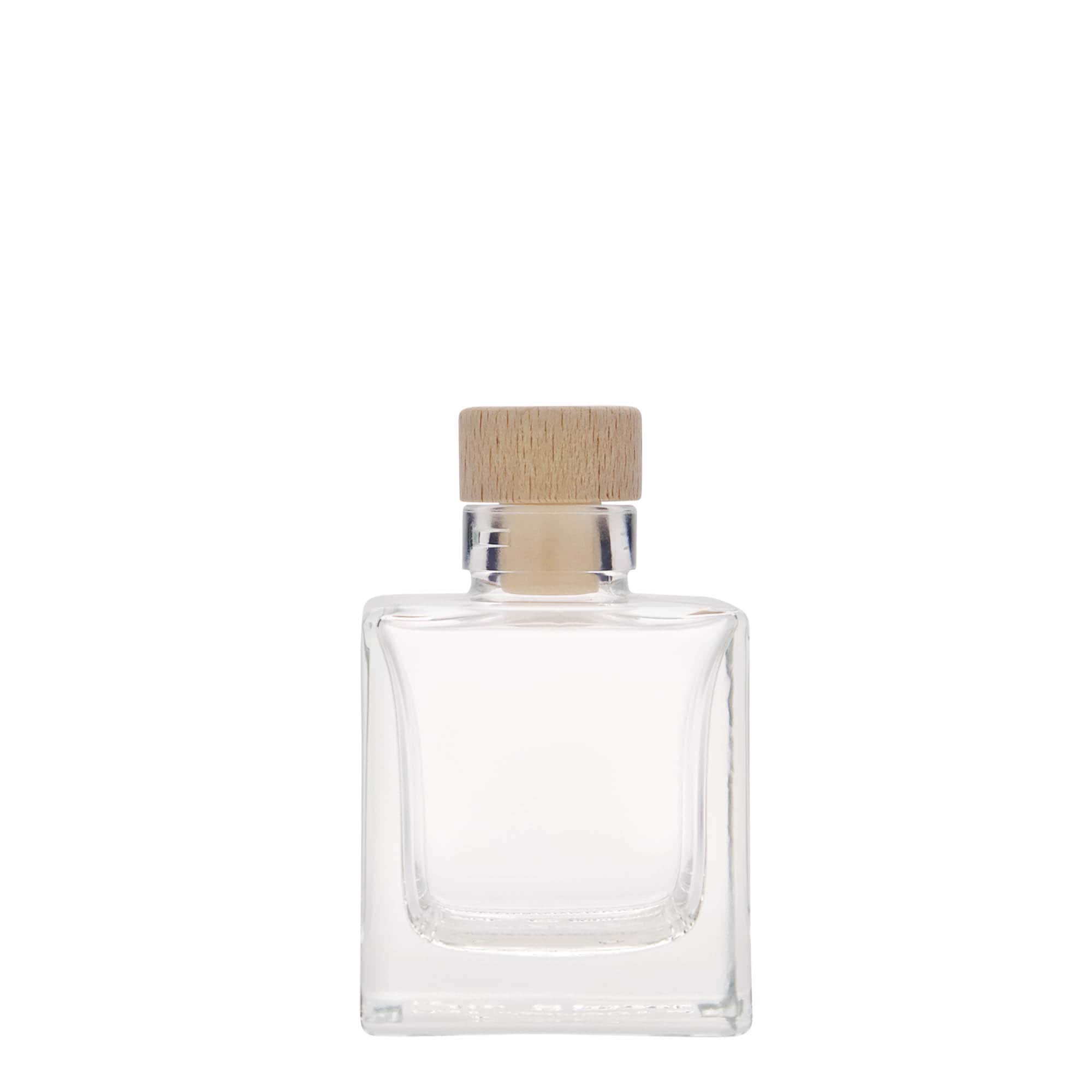 100 ml staklena boca 'Cube', kvadratna, otvor: pluta