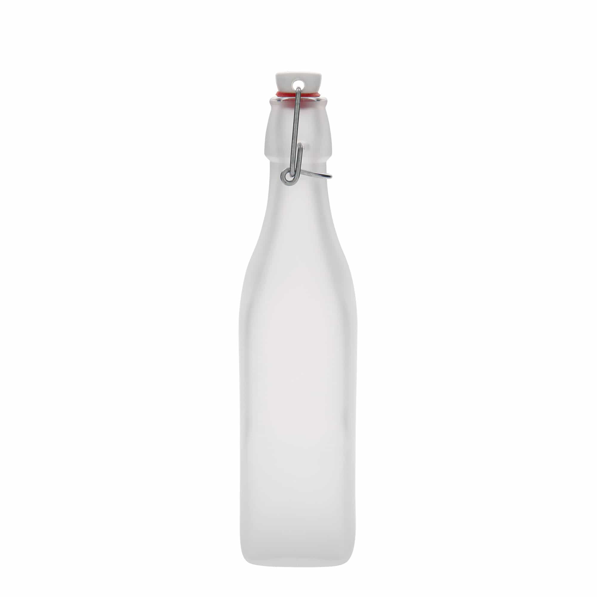 500 ml staklena boca 'Swing, četvrtasta, bijela, grlo: zatvarač s kopčom