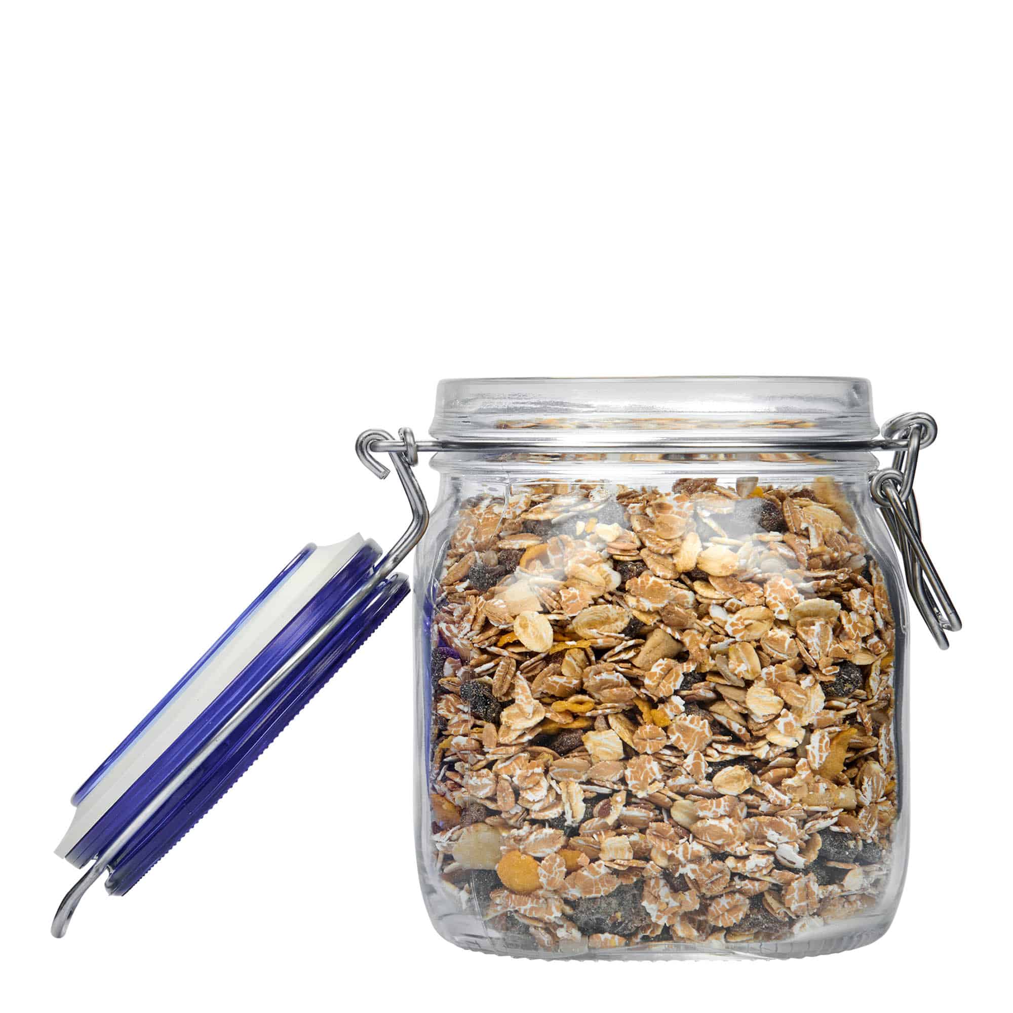 750 ml staklenka s žičanim zatvaračem 'Fido' plavi poklopac, četvrtasta, otvor: zatvarač sa žičanim zatvaračem 750 ml staklenka s žičanim zatvaračem 'Fido' plavi poklopac, četvrtasta, otvor: zatvarač sa žičanim zatvaračem