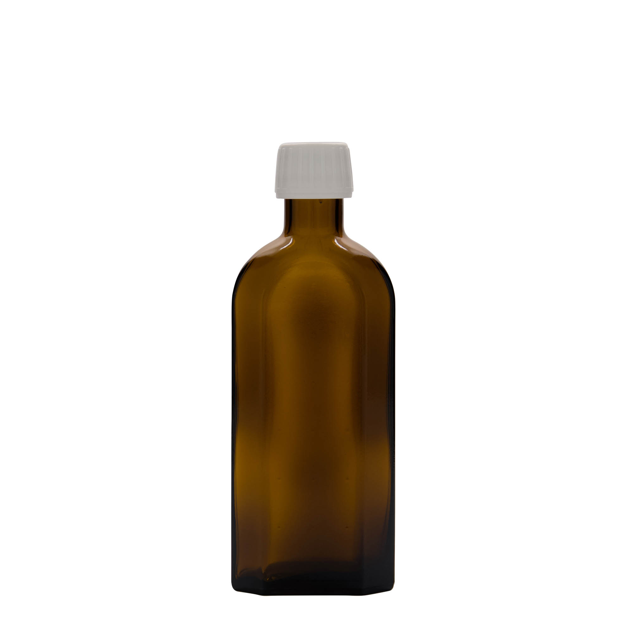 250 ml medicinska boca Meplat, ovalna, staklena, smeđa, grlo: PP 28