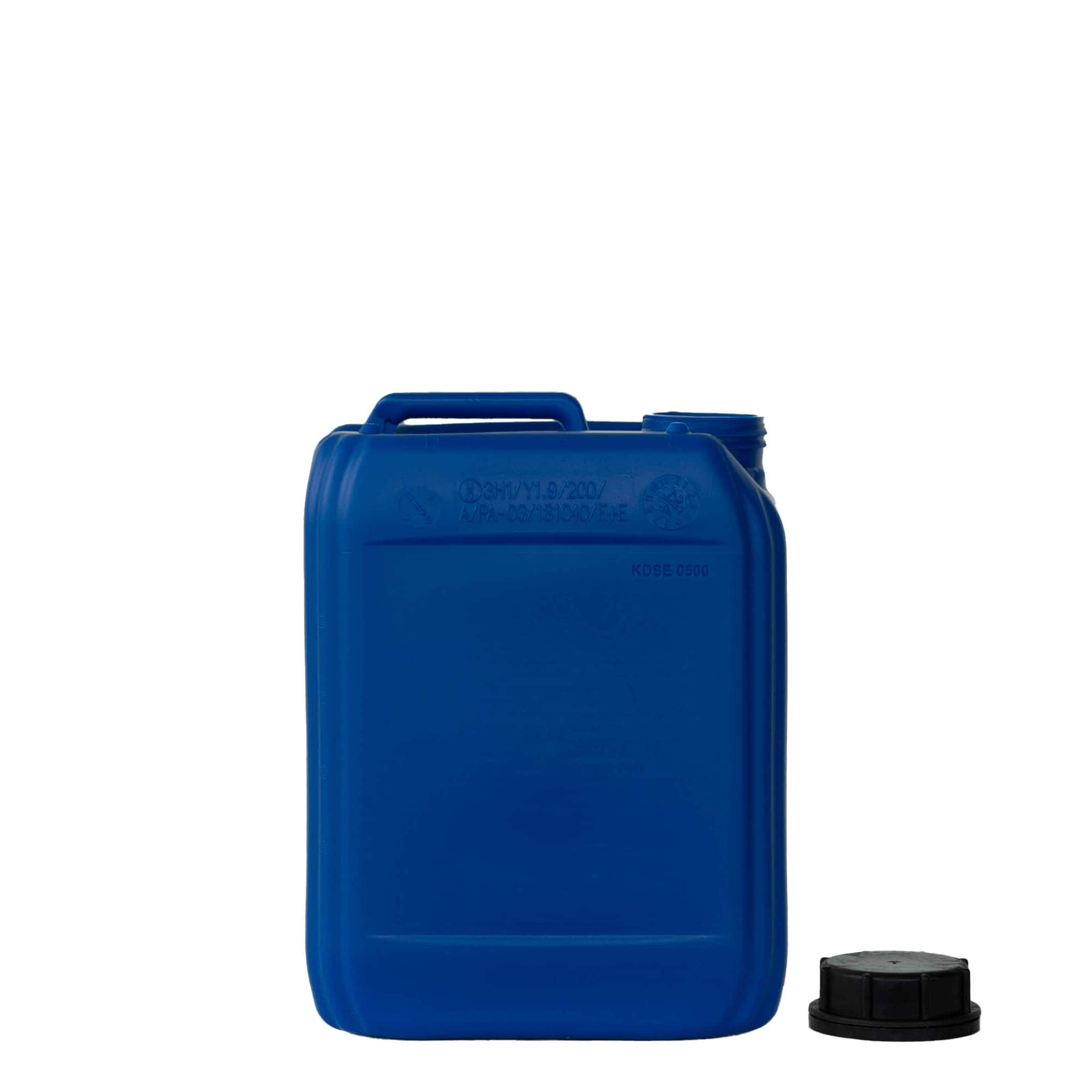 5 l kanistar, pravokutni, HDPE plastika, plavi, otvor: ND 55