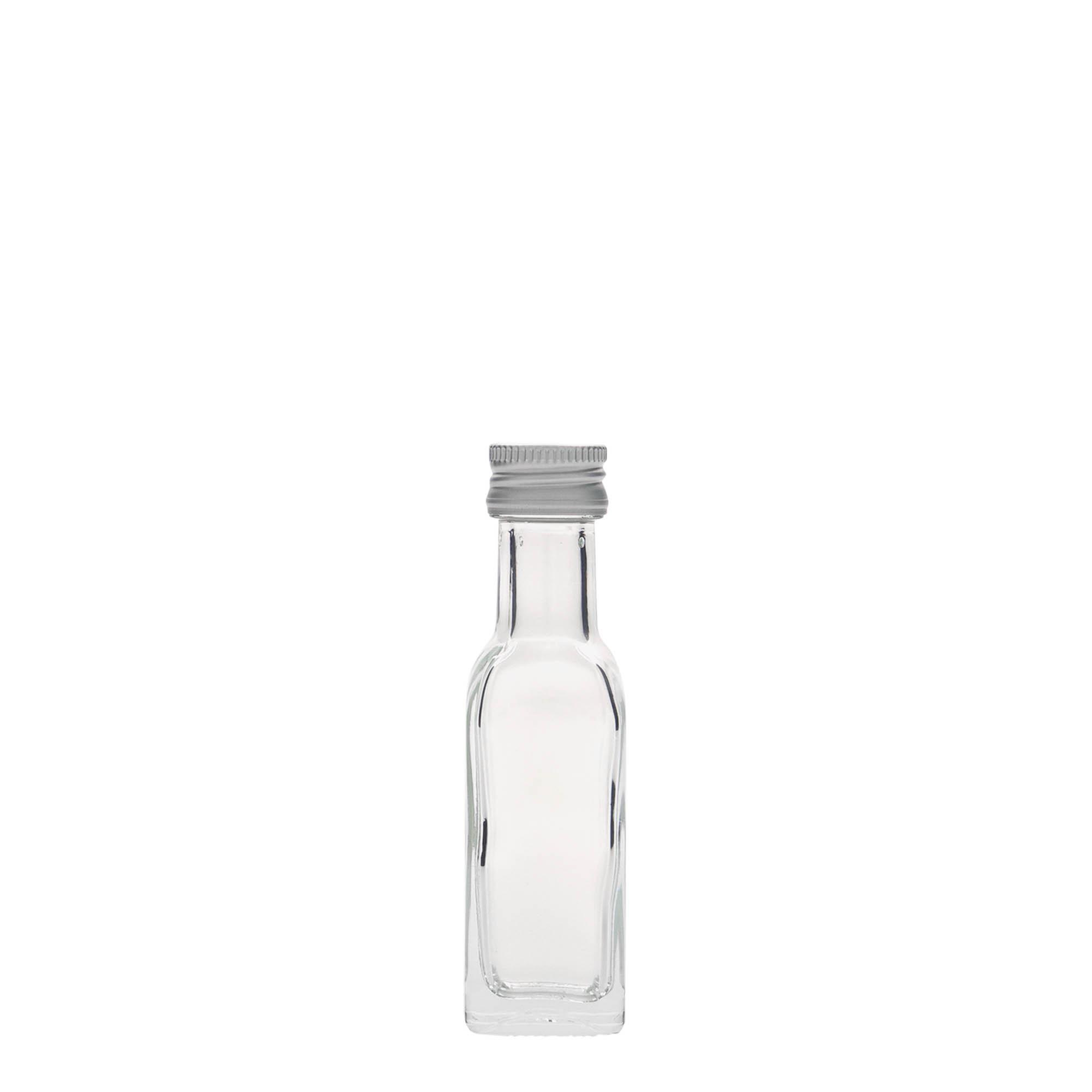 20 ml staklena bočica 'Marasca', kvadratna, grlo: PP 18