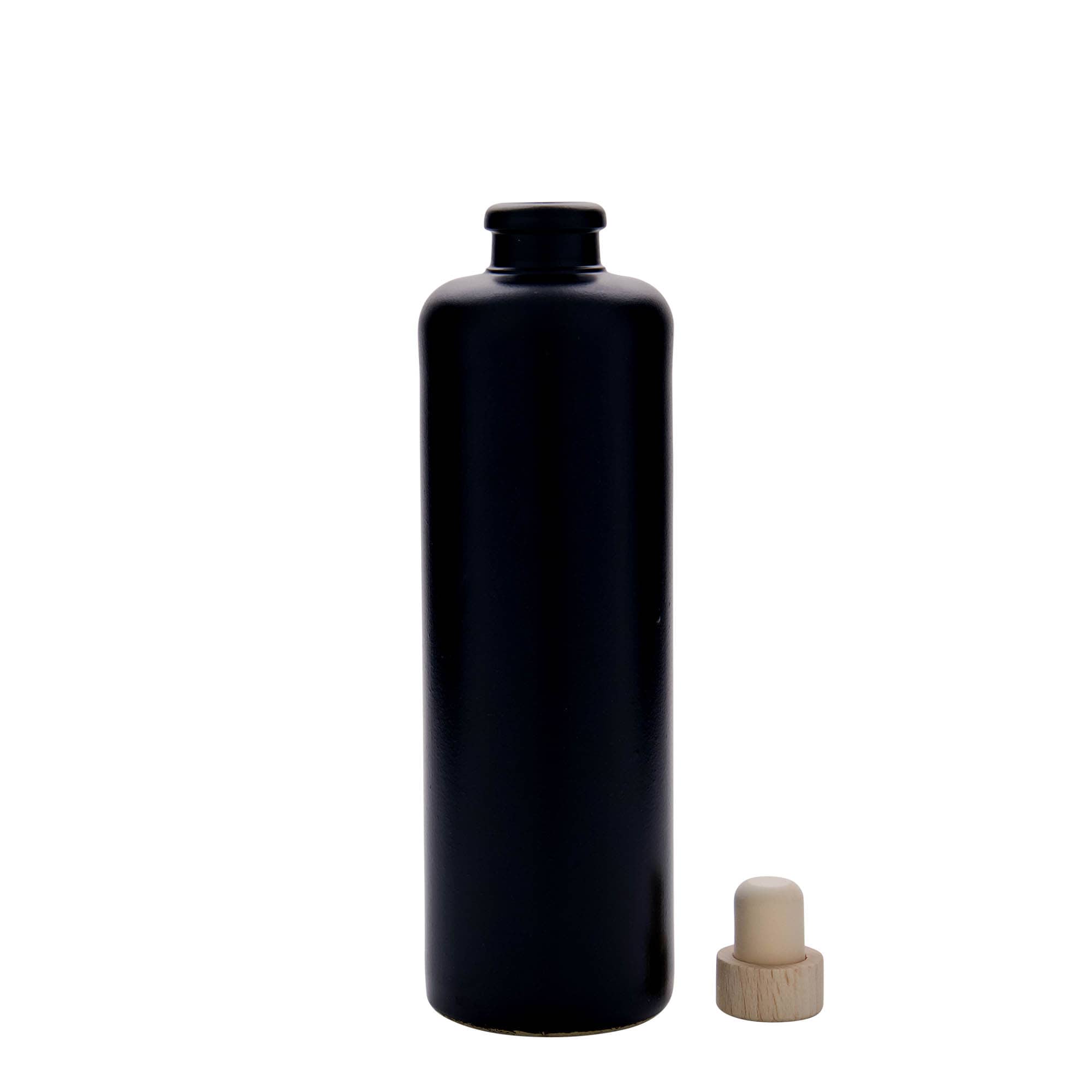 500 ml vrč od gline, kamenina, crni, otvor: pluta