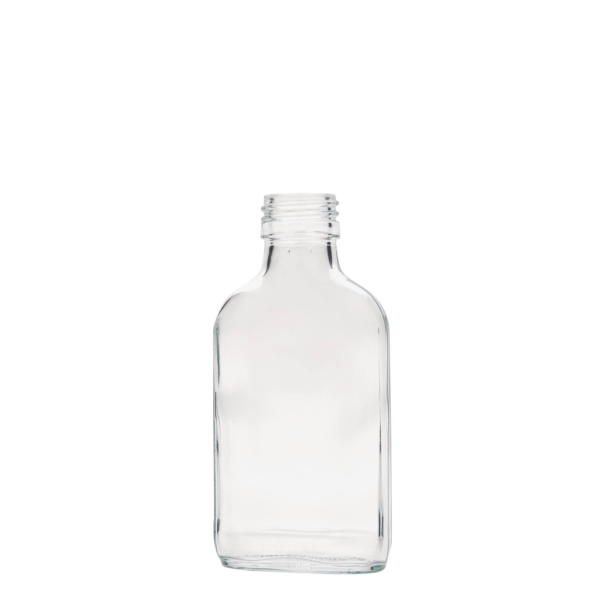 100 ml džepna bočica, pravokutna, staklo, grlo: PP 28 100 ml džepna bočica, pravokutna, staklo, grlo: PP 28