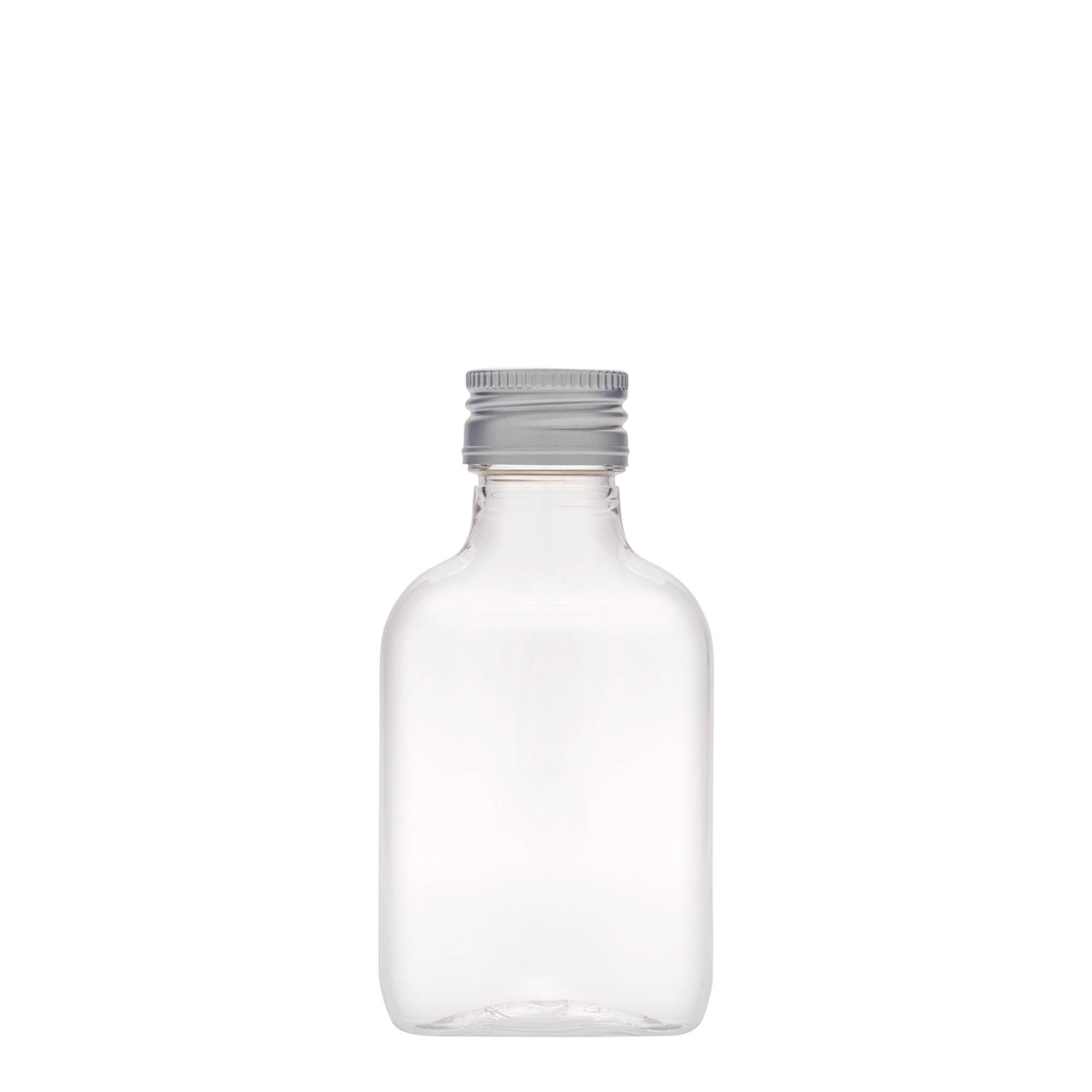100 ml bočica za džep, ovalna, PET plastika, grlo: PP 28 100 ml bočica za džep, ovalna, PET plastika, grlo: PP 28