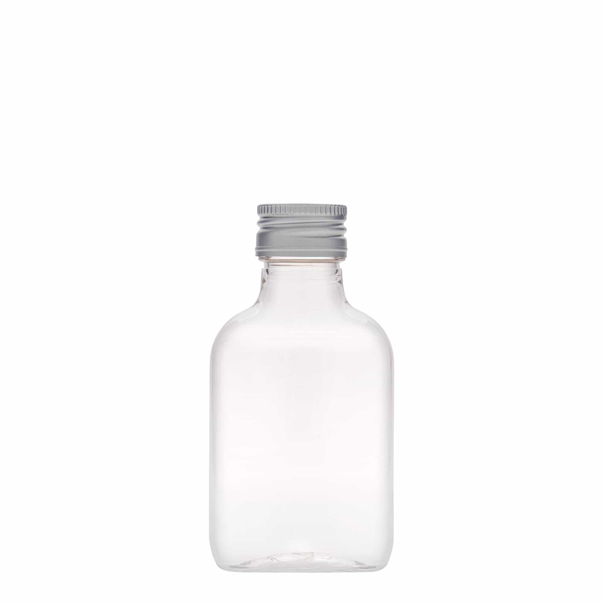 100 ml bočica za džep, ovalna, PET plastika, grlo: PP 28