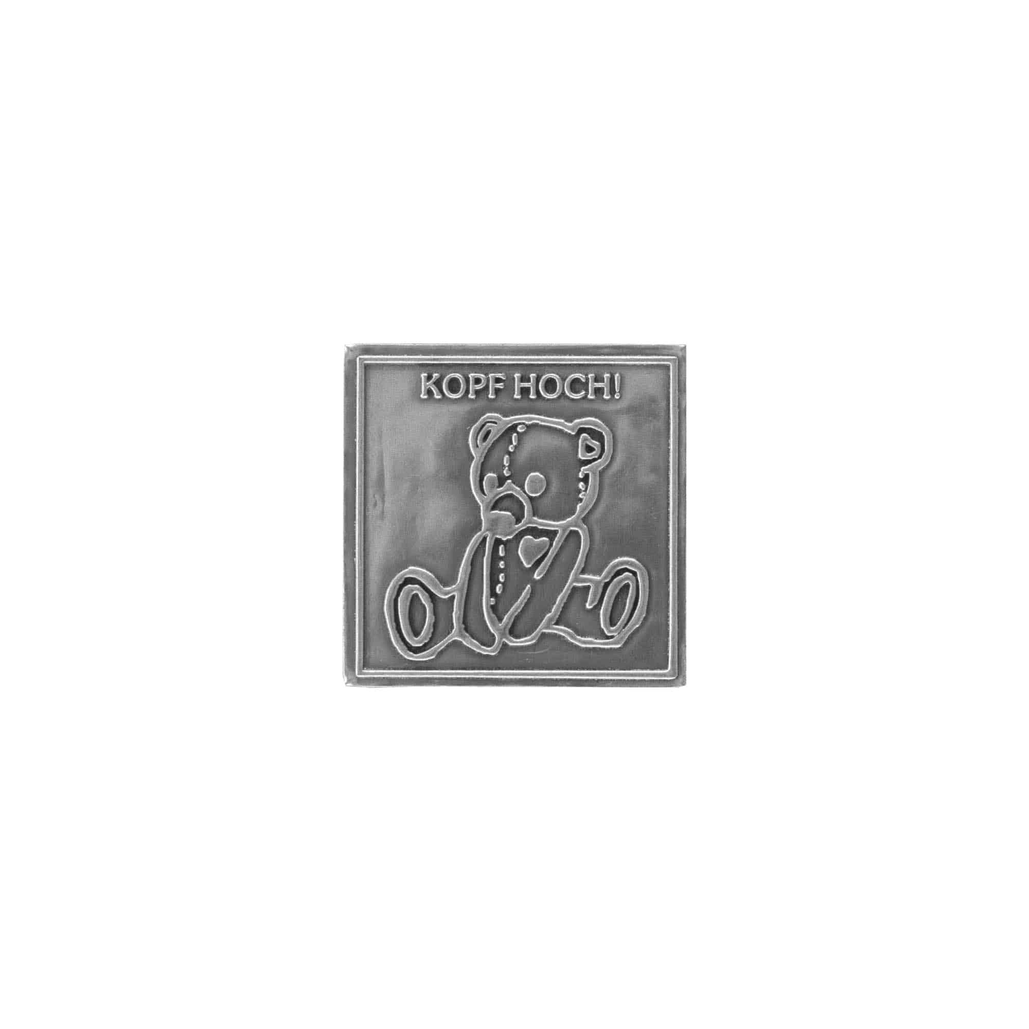 Metalna naljepnica "Kopf Hoch", kvadratna, srebrna