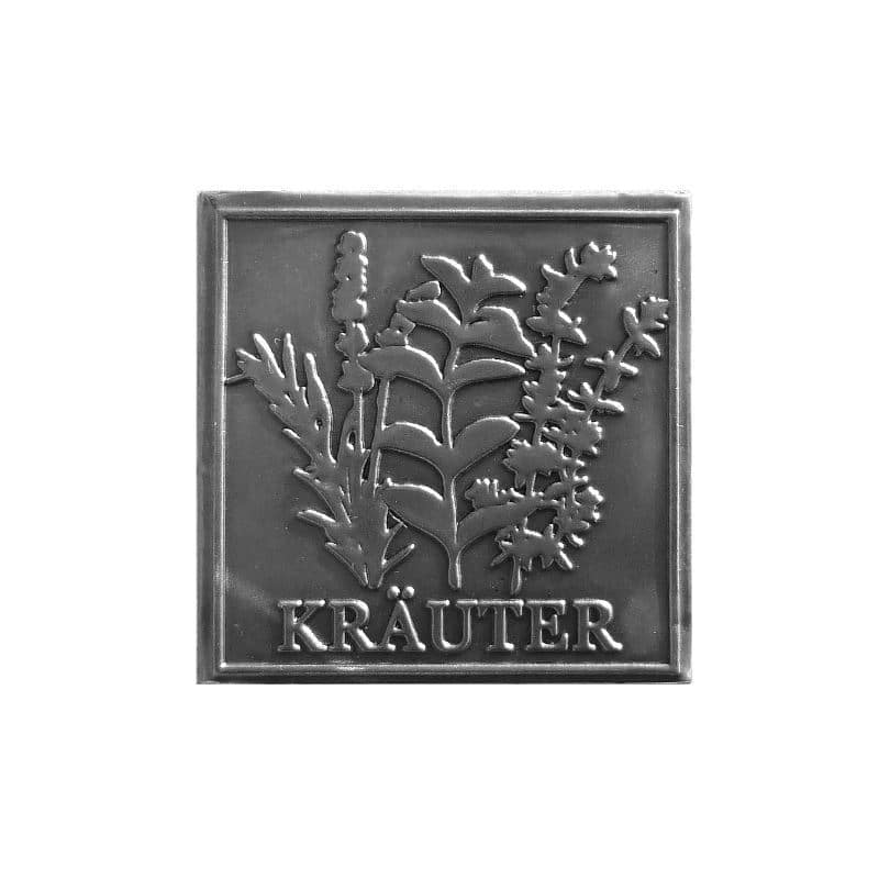 Kositrena naljepnica 'Biljke', kvadratna, metal, srebro