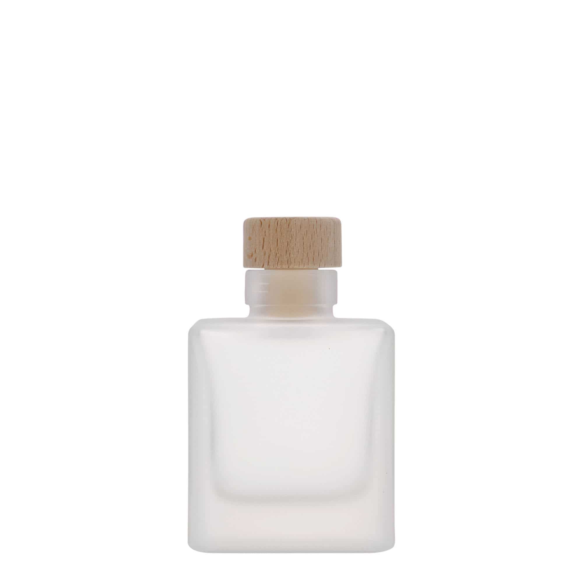 100 ml staklena boca 'Cube', kvadratna, zamrznuta, grlo: čep