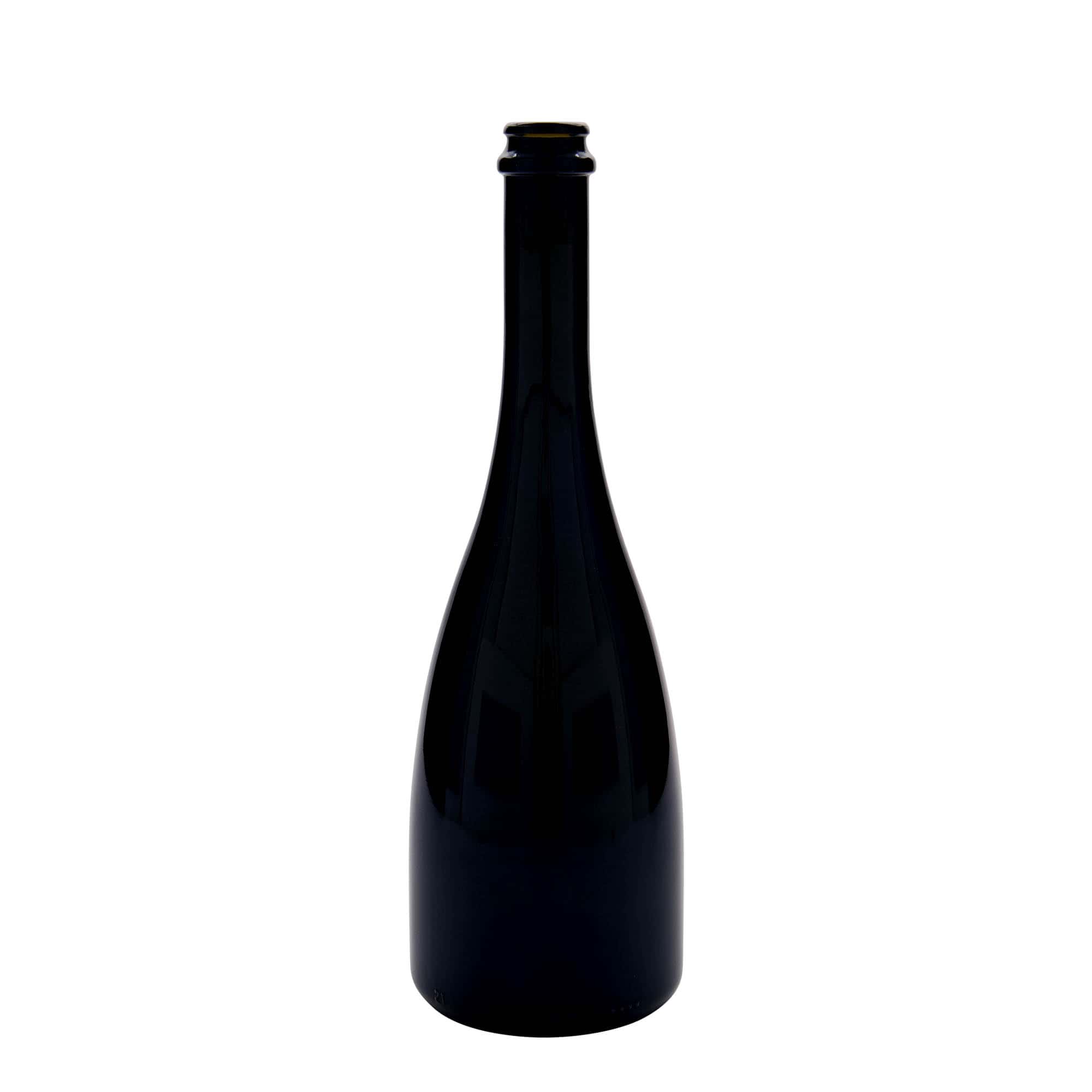 750 ml boca za pivo/šampanjac 'Tosca', staklo, antikno zeleno, grlo: krunski čep