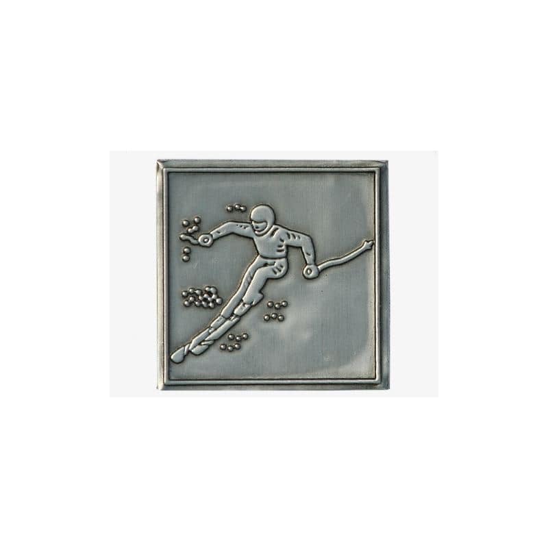 Kositrena naljepnica 'Spust', kvadratna, metal, srebro Kositrena naljepnica 'Spust', kvadratna, metal, srebro