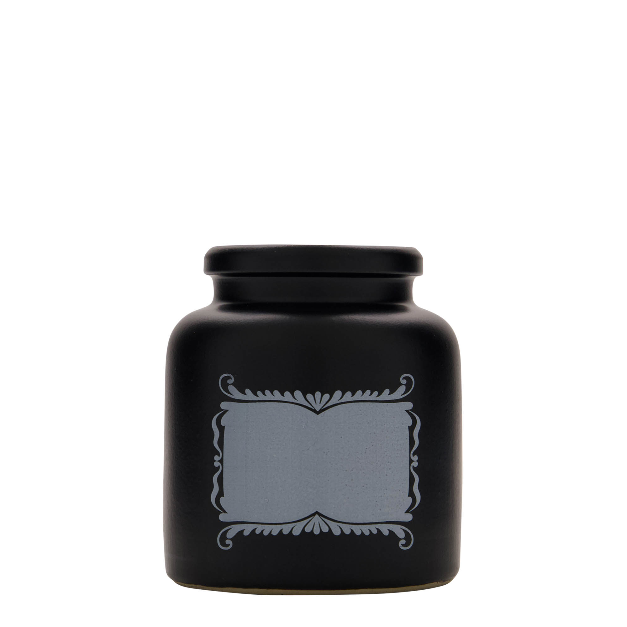 270 ml lonac od kamene keramike, motiv: polje za etiketu, keramika, crna, otvor: poklopac na navoj 270 ml lonac od kamene keramike, motiv: polje za etiketu, keramika, crna, otvor: poklopac na navoj