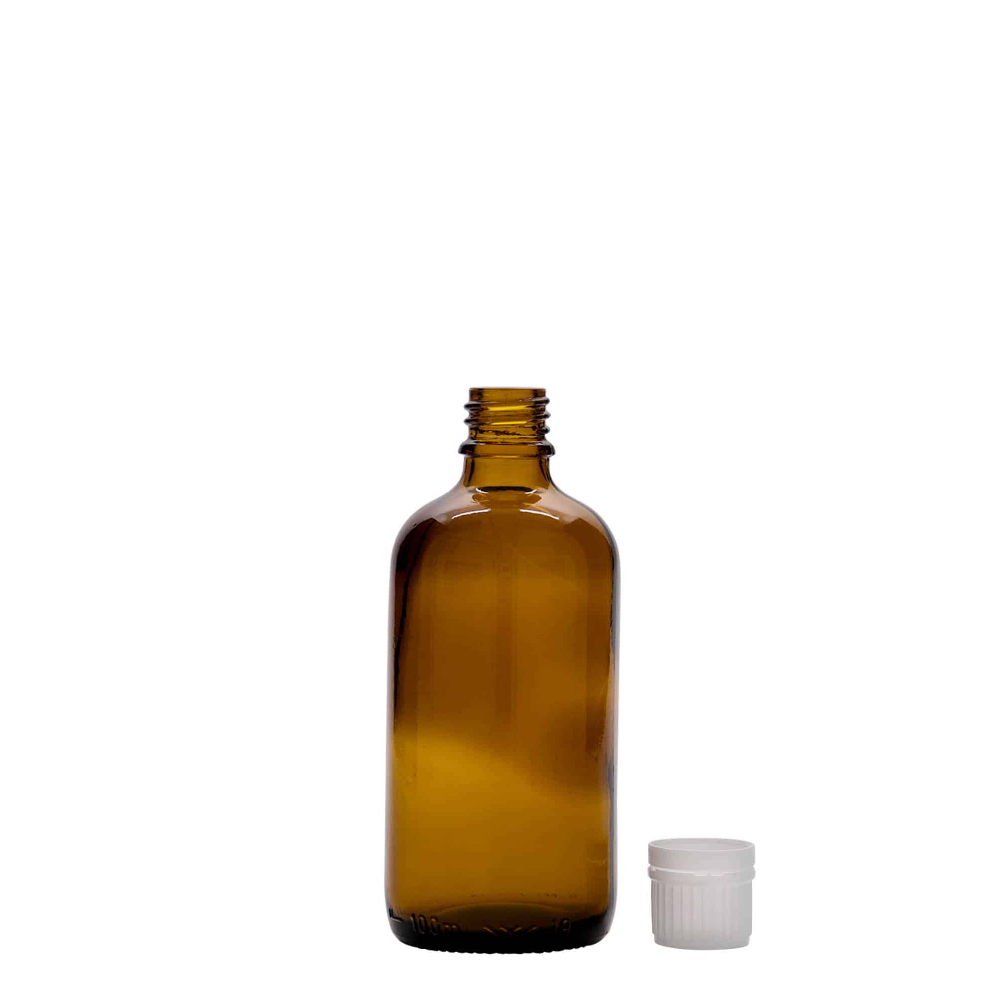 100 ml medicinska boca, staklena, smeđa, grlo: DIN 18