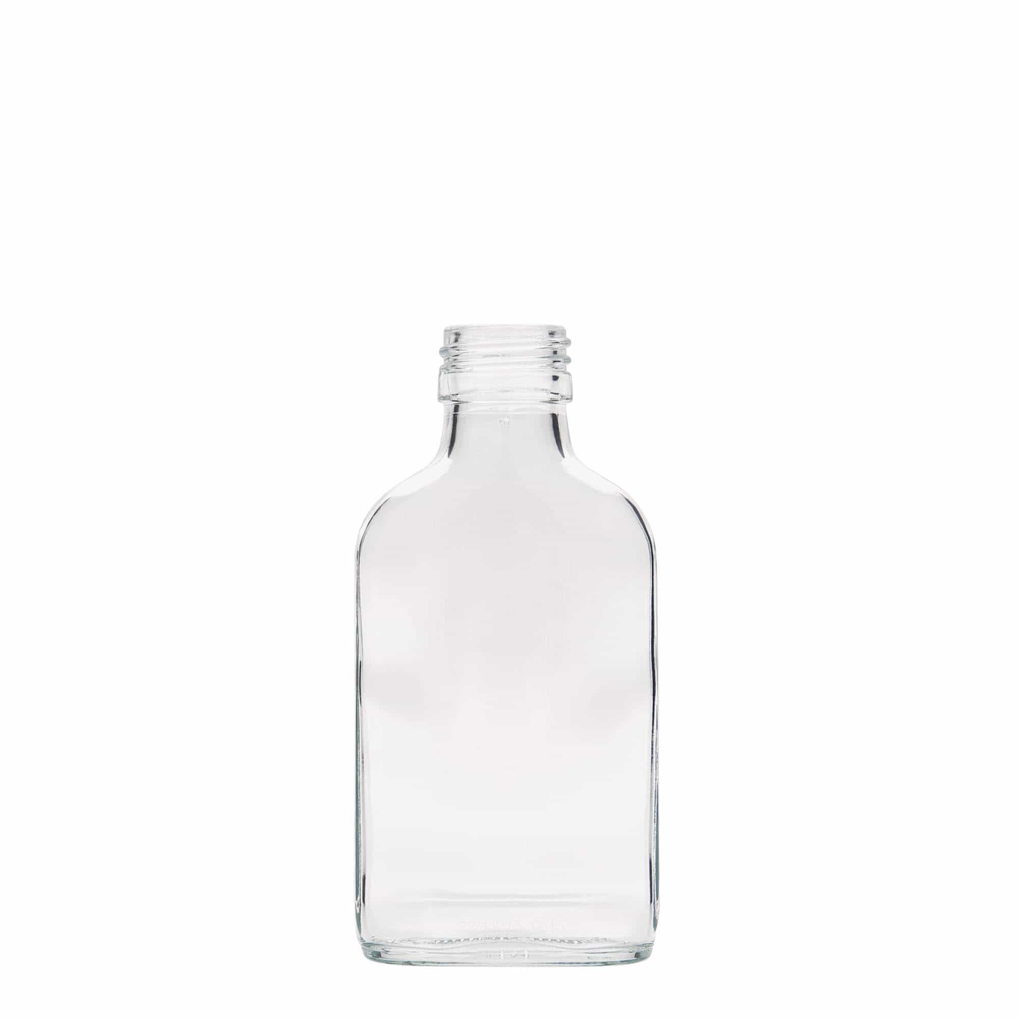 Džepna ploska 100 ml, pravokutna, staklo, otvor: PP 28 Džepna ploska 100 ml, pravokutna, staklo, otvor: PP 28