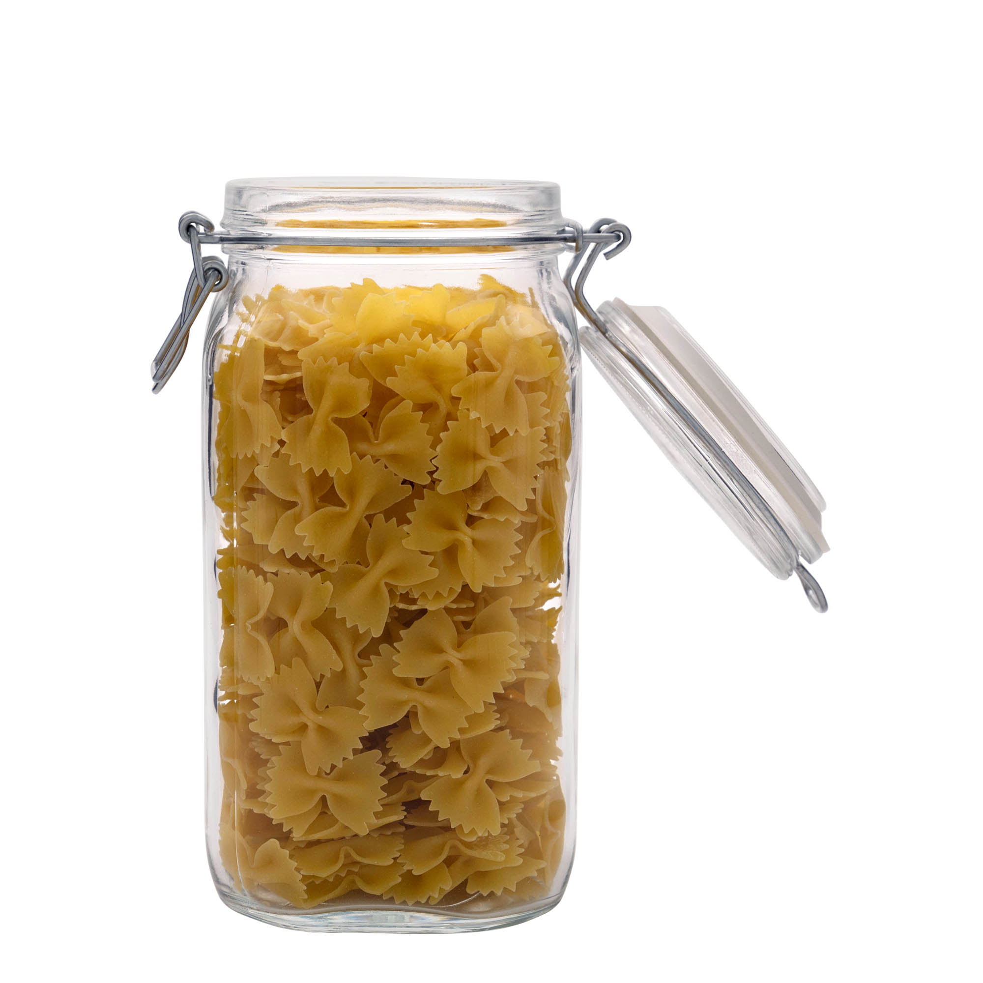 1.500 ml staklenka s žičanim zatvaračem 'Fido', četvrtasta, otvor: žični zatvarač