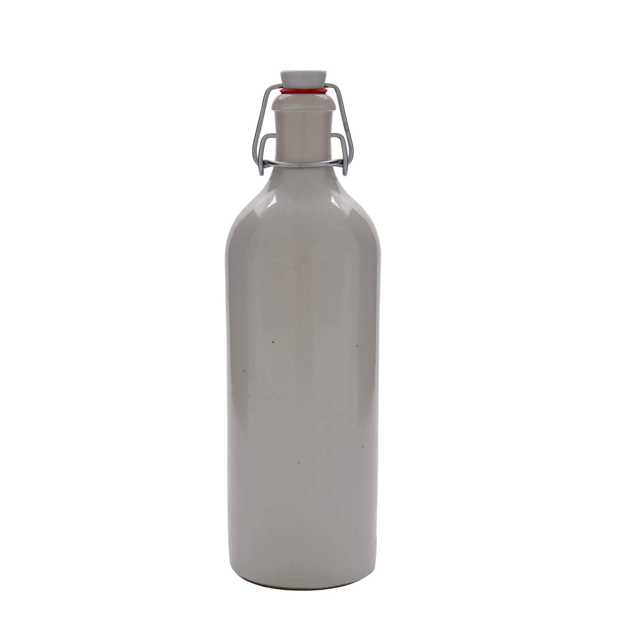 750 ml glineni vrč, kamenina, bijeli, otvor: zatvarač s kopčom