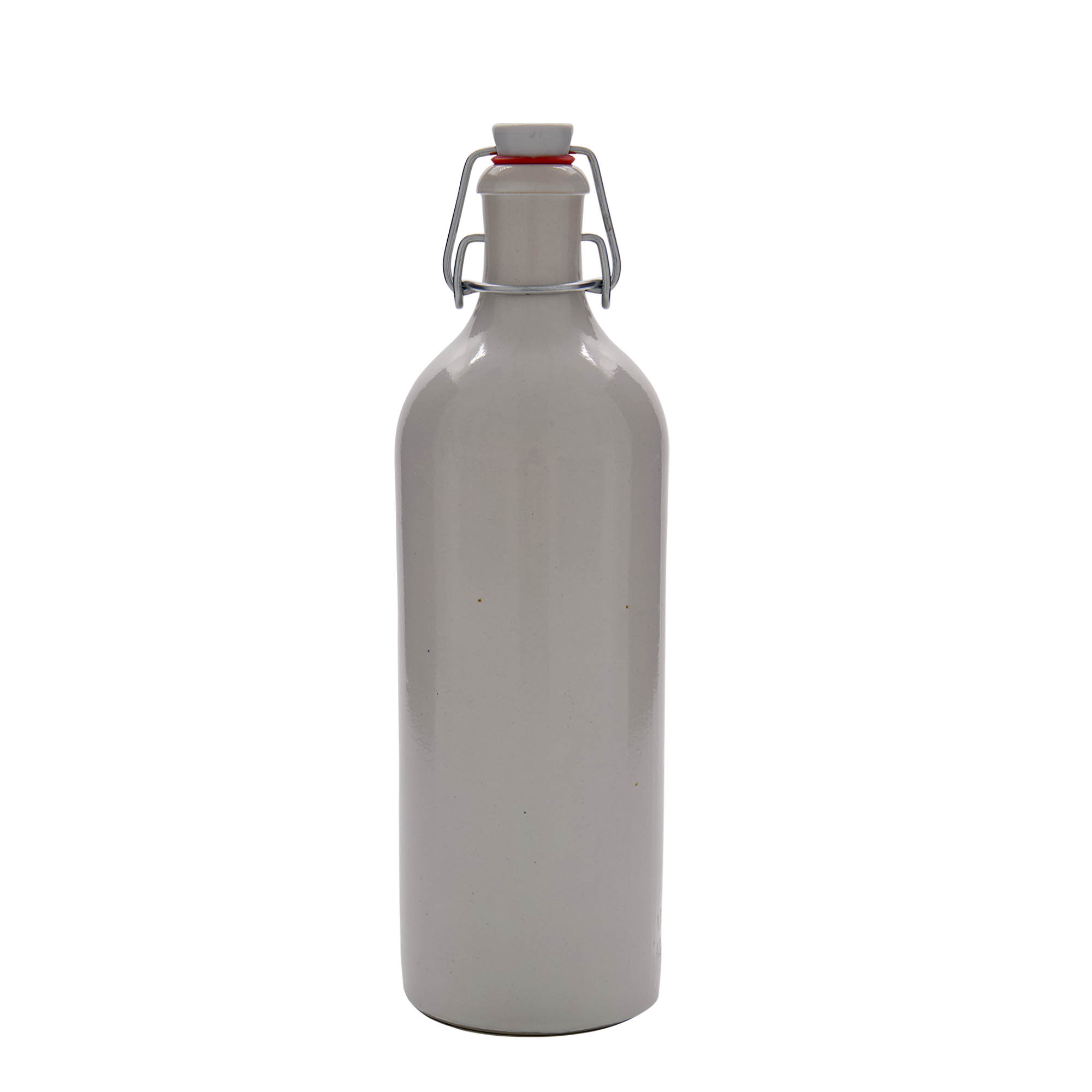 750 ml glineni vrč, kamenina, bijeli, otvor: zatvarač s kopčom