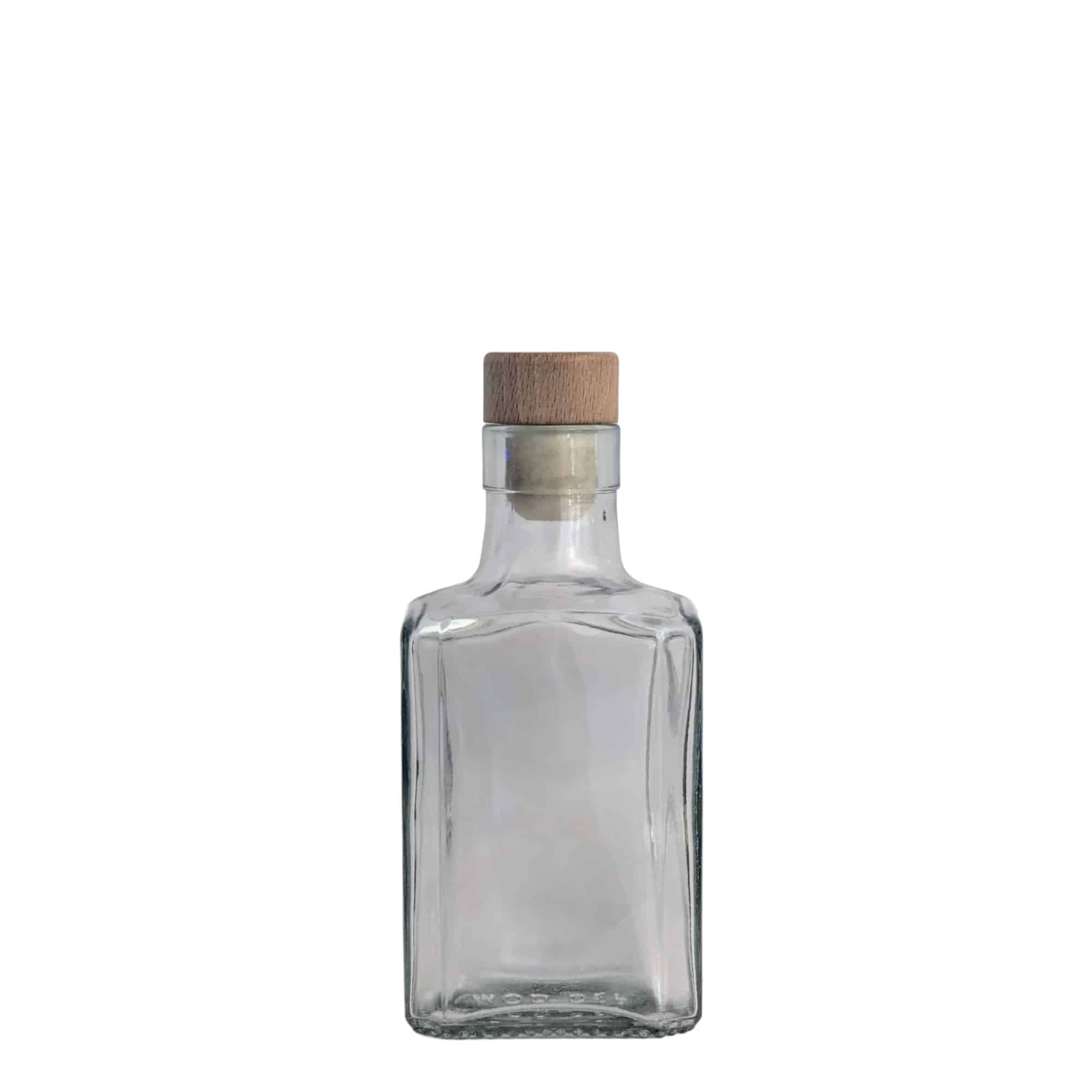 Staklena boca od 250 ml „Decanter Quadro s gornjim rubom“, kvadratna, grlo: pluto
